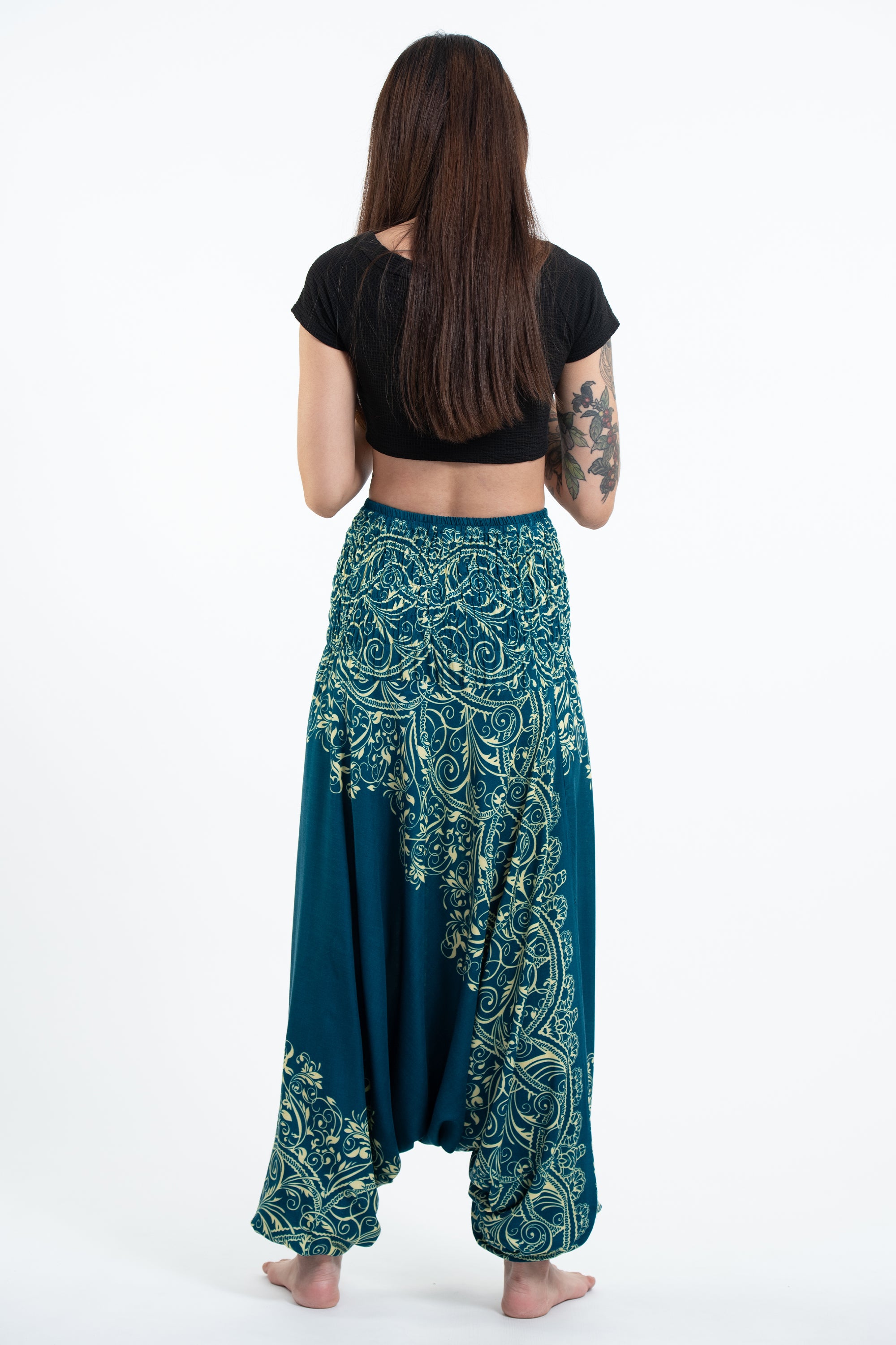 Vines 2-in-1 Jumpsuit Harem Pants in Turquoise