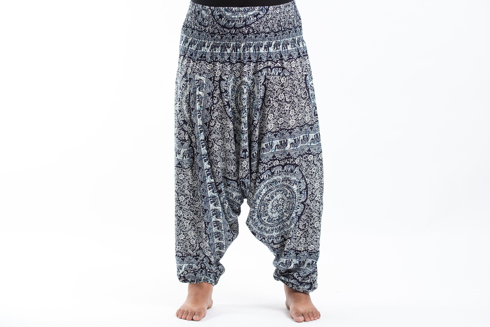 Plus Size Paisley Elephant 2-in-1 Jumpsuit Elephant Pants in Blue