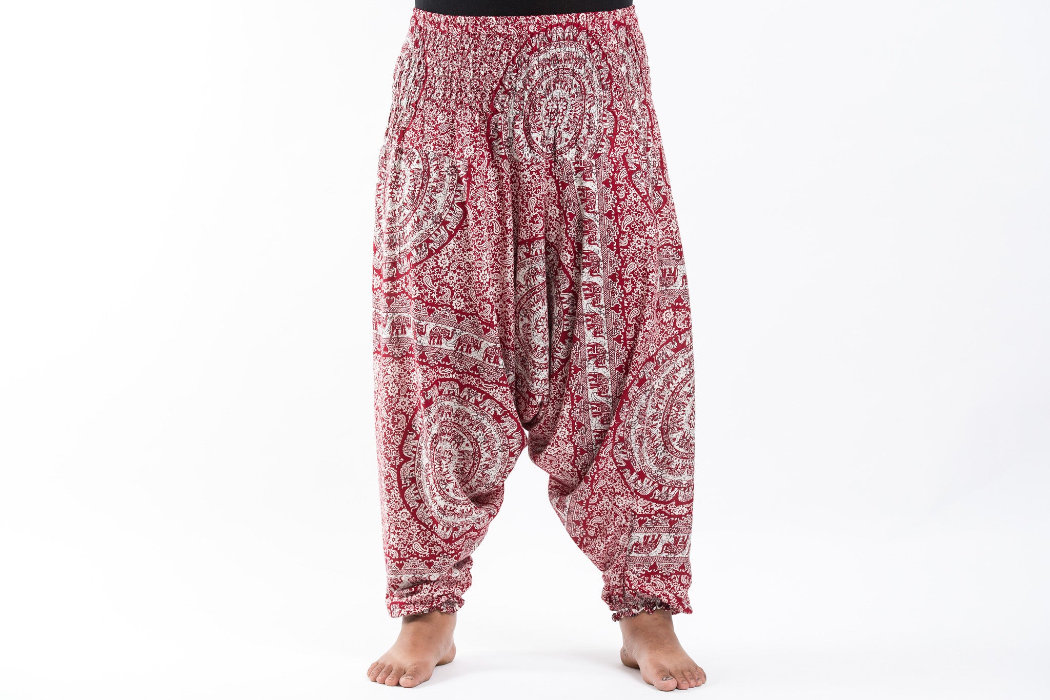 Plus Size Paisley Elephant 2-in-1 Jumpsuit Elephant Pants in Red