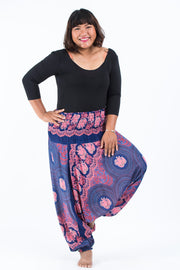 Plus Size Mandala Elephant 2-in-1 Jumpsuit Elephant Pants in Blue