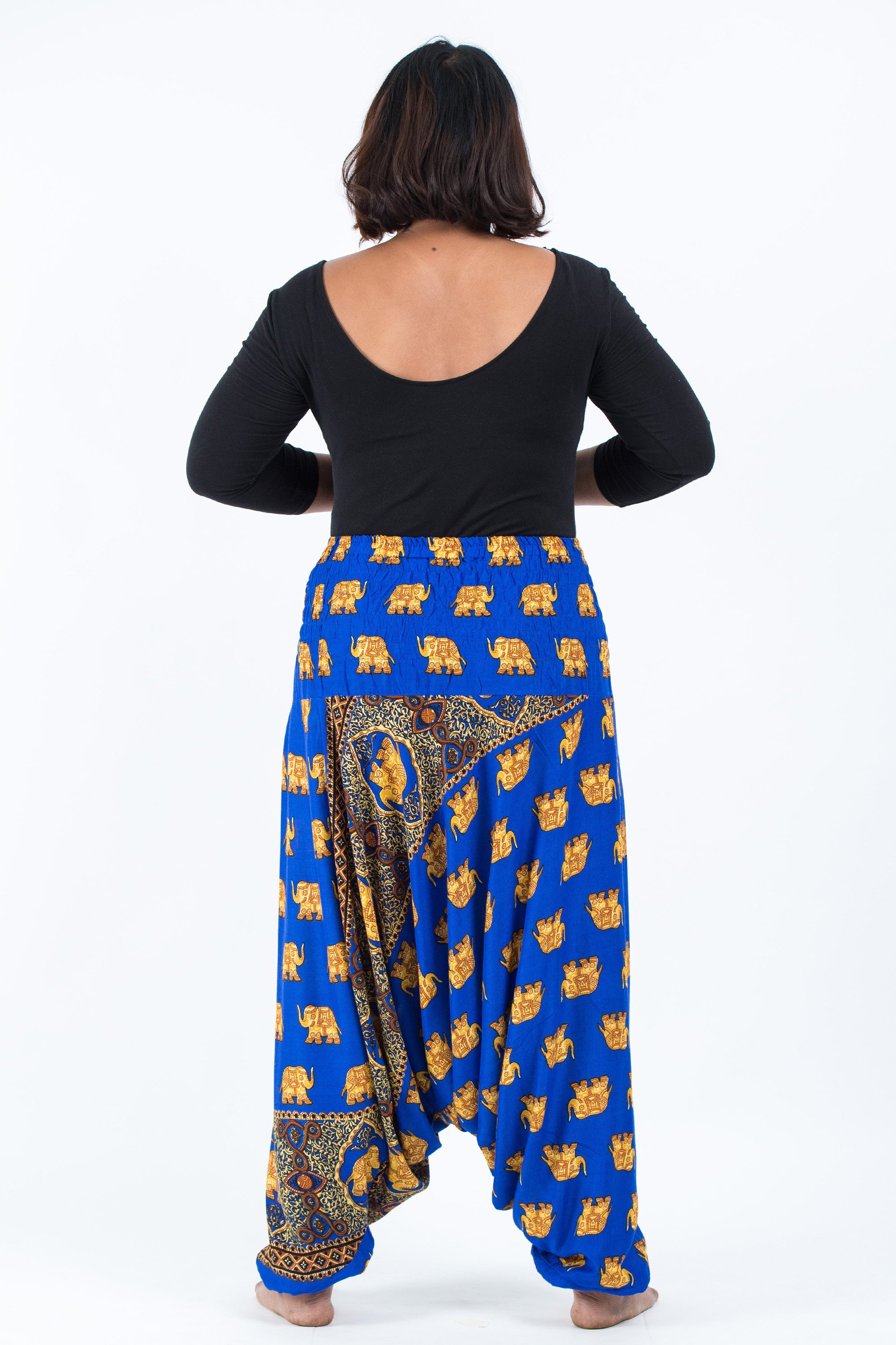 Plus Size Golden Elephant 2-in-1 Jumpsuit Elephant Pants in Blue