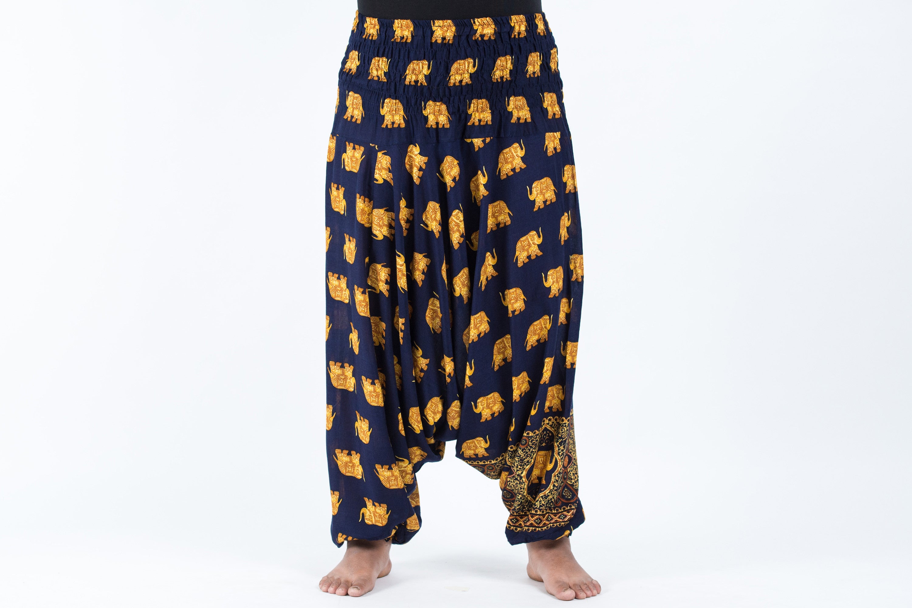 Plus Size Golden Elephant 2-in-1 Jumpsuit Elephant Pants in Navy