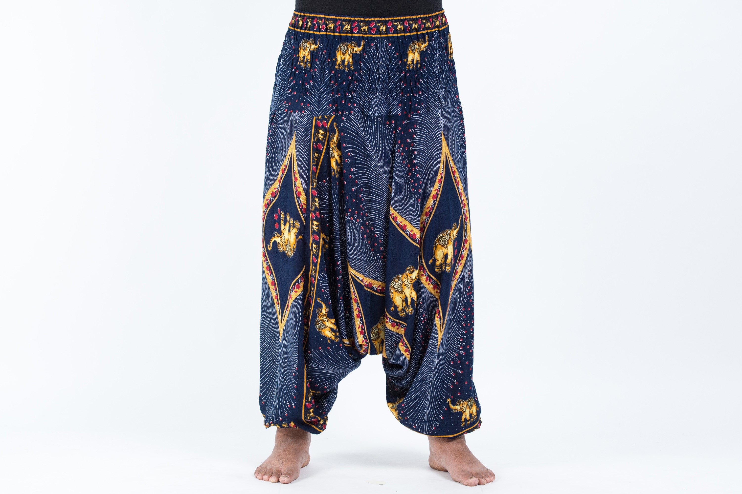 Plus Size Peacock Elephant 2-in-1 Jumpsuit Elephant Pants in Blue