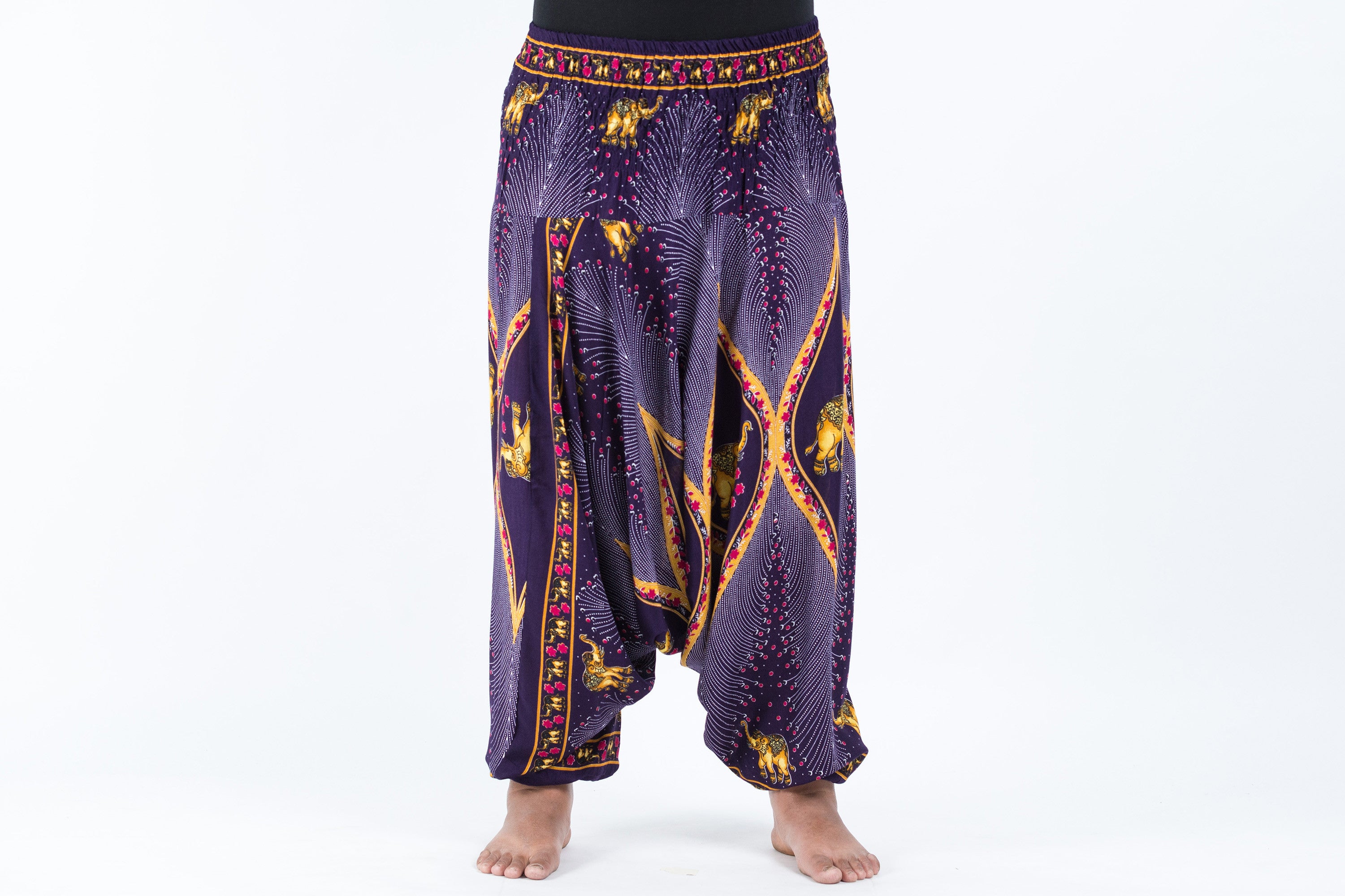 Plus Size Peacock Elephant 2-in-1 Jumpsuit Elephant Pants in Purple
