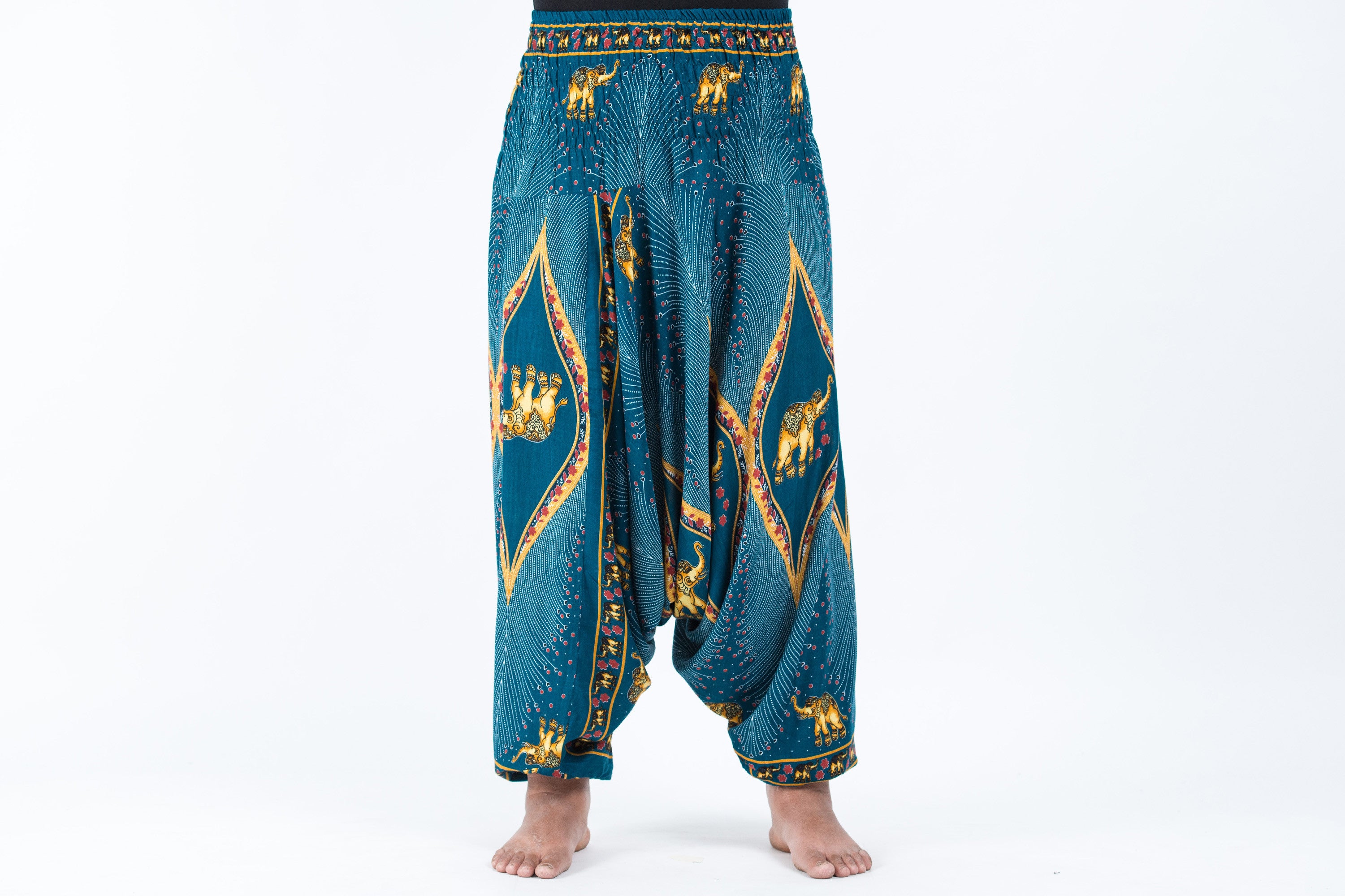 Plus Size Peacock Elephant 2-in-1 Jumpsuit Elephant Pants in Turquoise