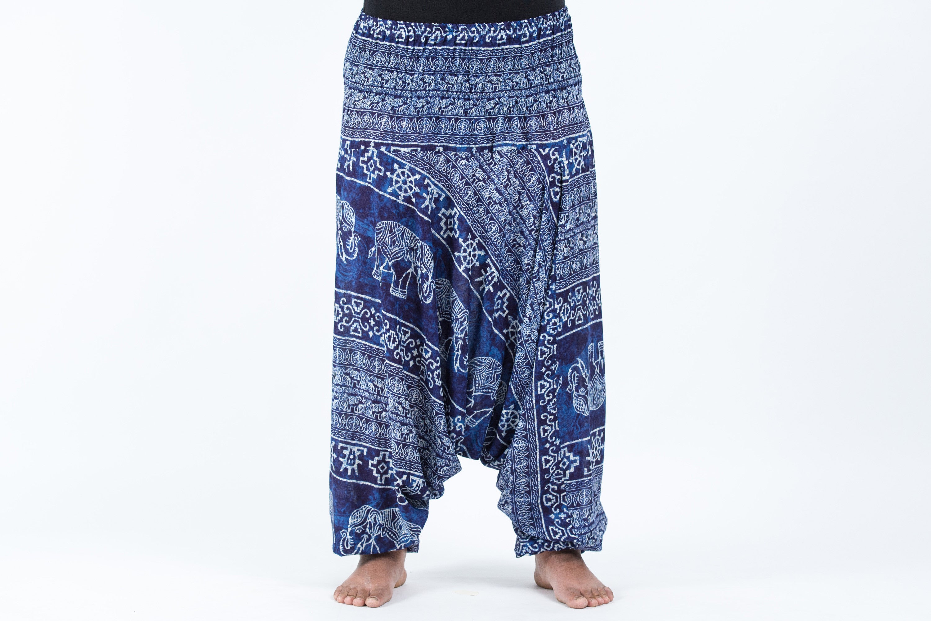 Plus Size Marble Elephant 2-in-1 Jumpsuit Elephant Pants in Blue