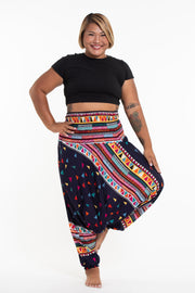 Plus Size Triangles 2-in-1 Jumpsuit Harem Pants in Navy