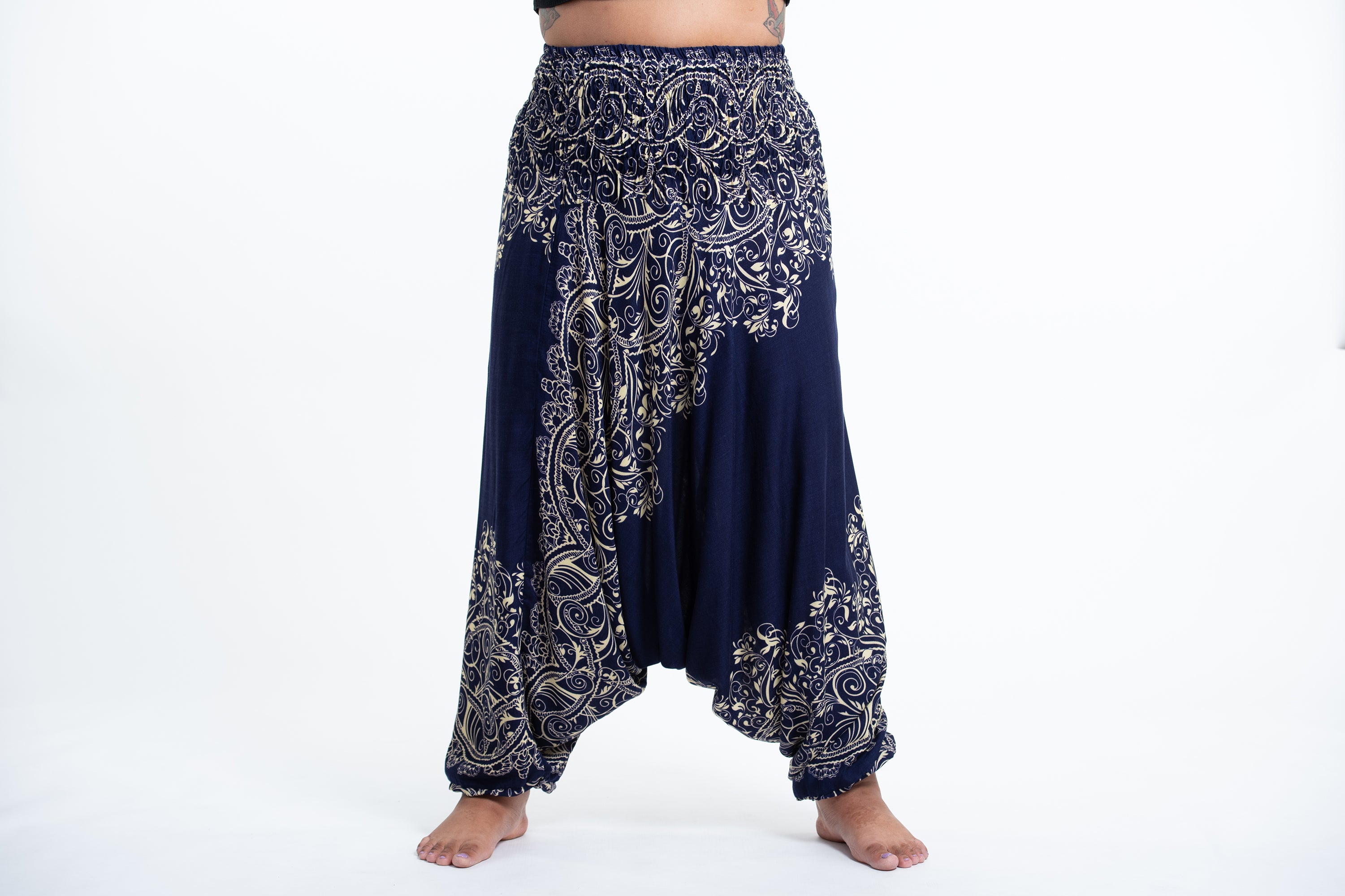 Plus Size Vines 2-in-1 Jumpsuit Harem Pants in Blue