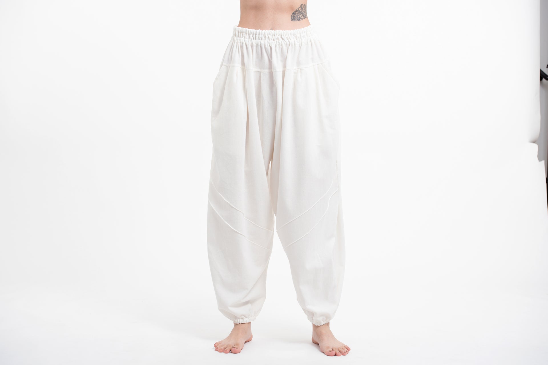 Genie Women's Cotton Harem Pants in White