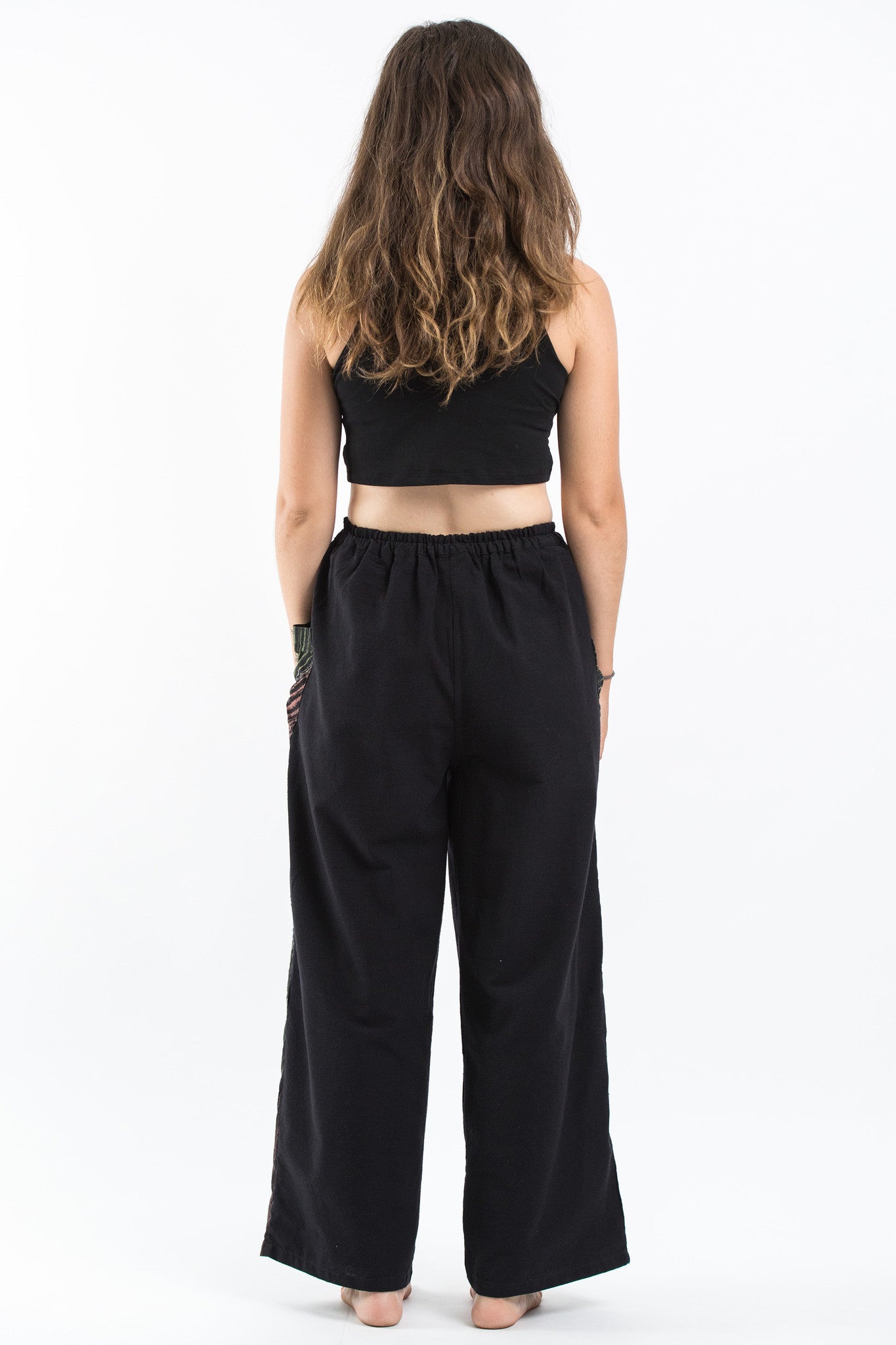Thai Cotton Women's Pants With Hill Tribe Trim in Black – Harem Pants
