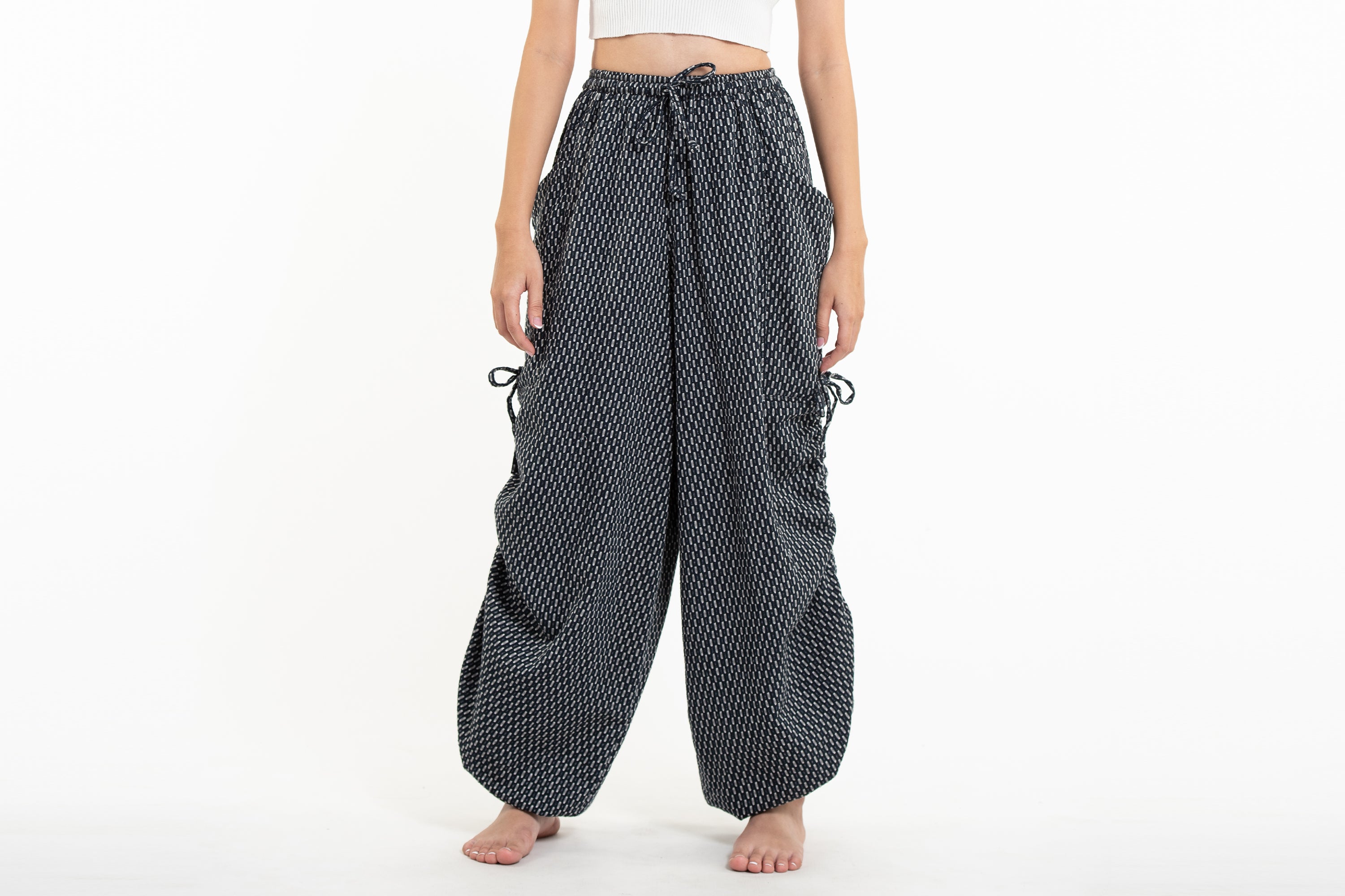 Women's Ribbed Cotton Pants in Black
