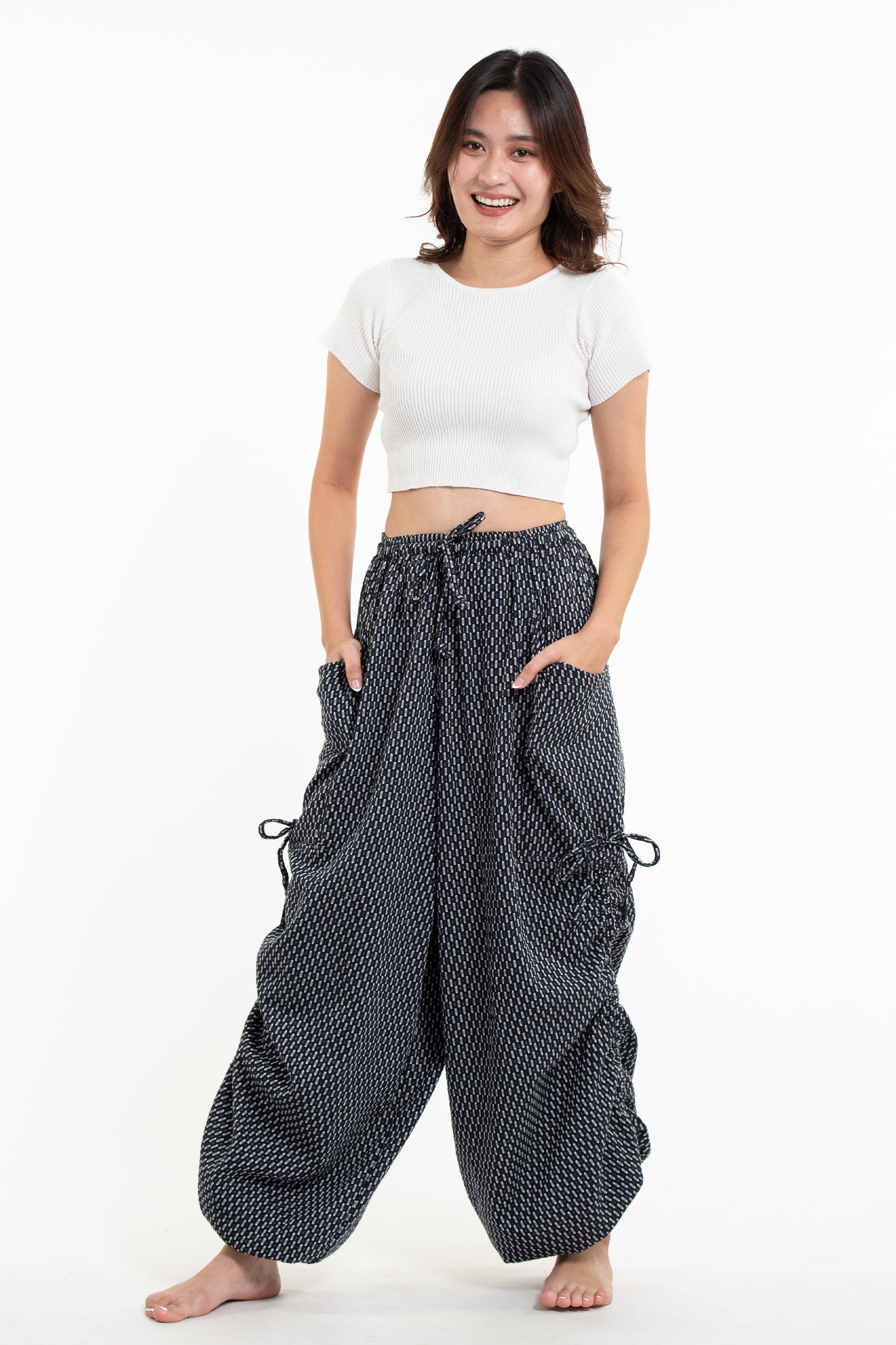 Women's Ribbed Cotton Pants in Black