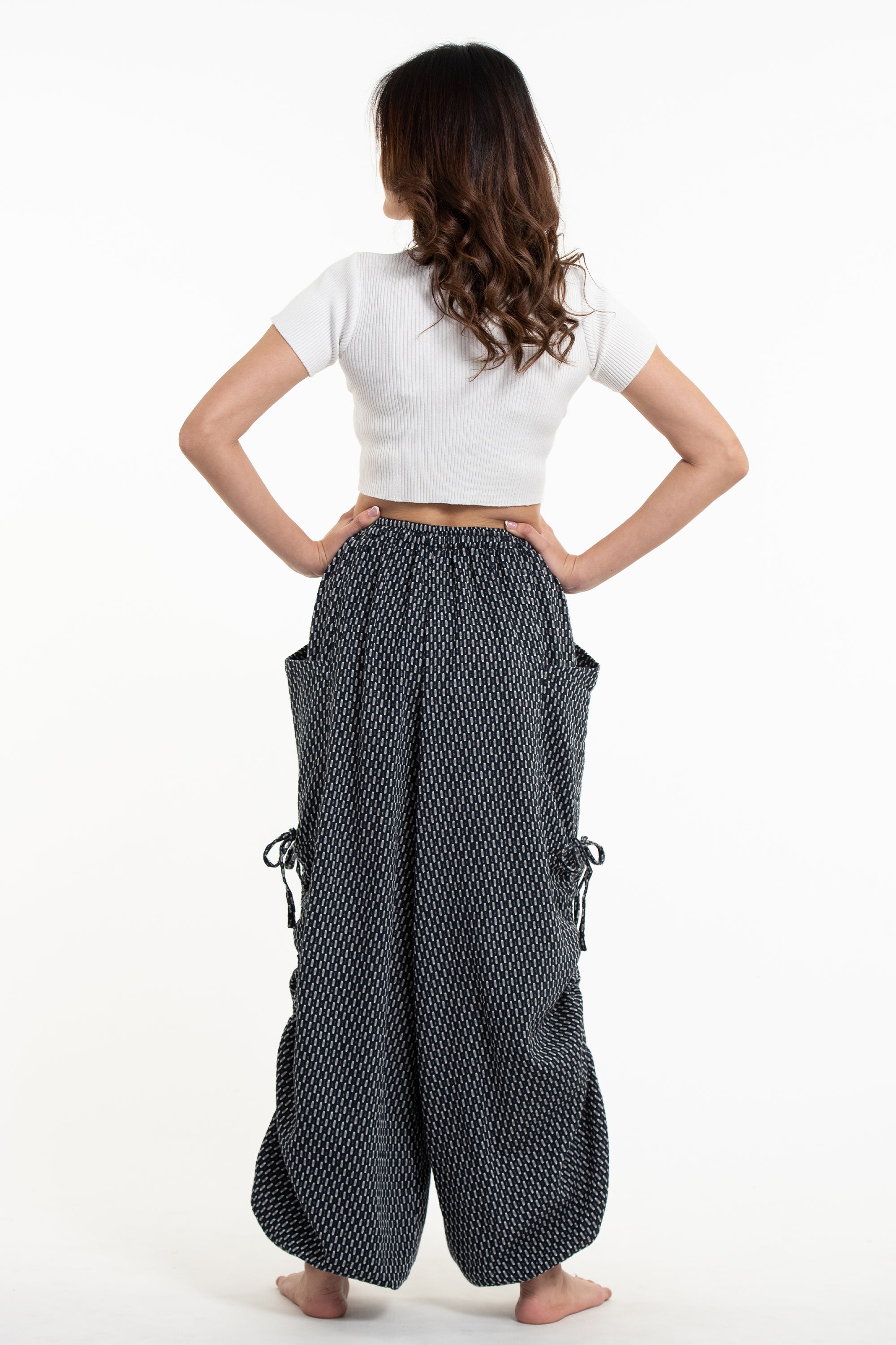 Women's Ribbed Cotton Pants in Black