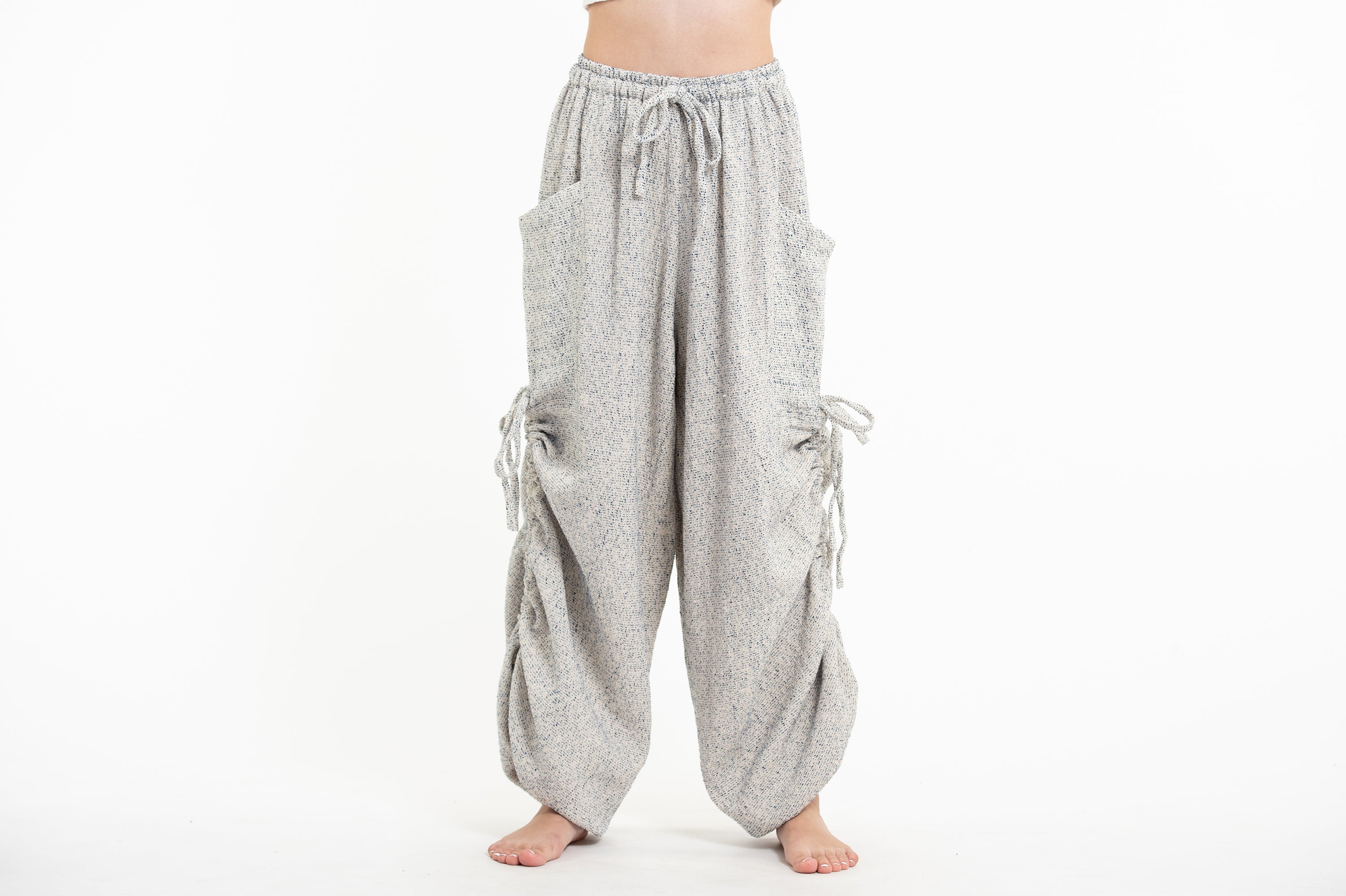 Women's Ribbed Cotton Pants in Blue