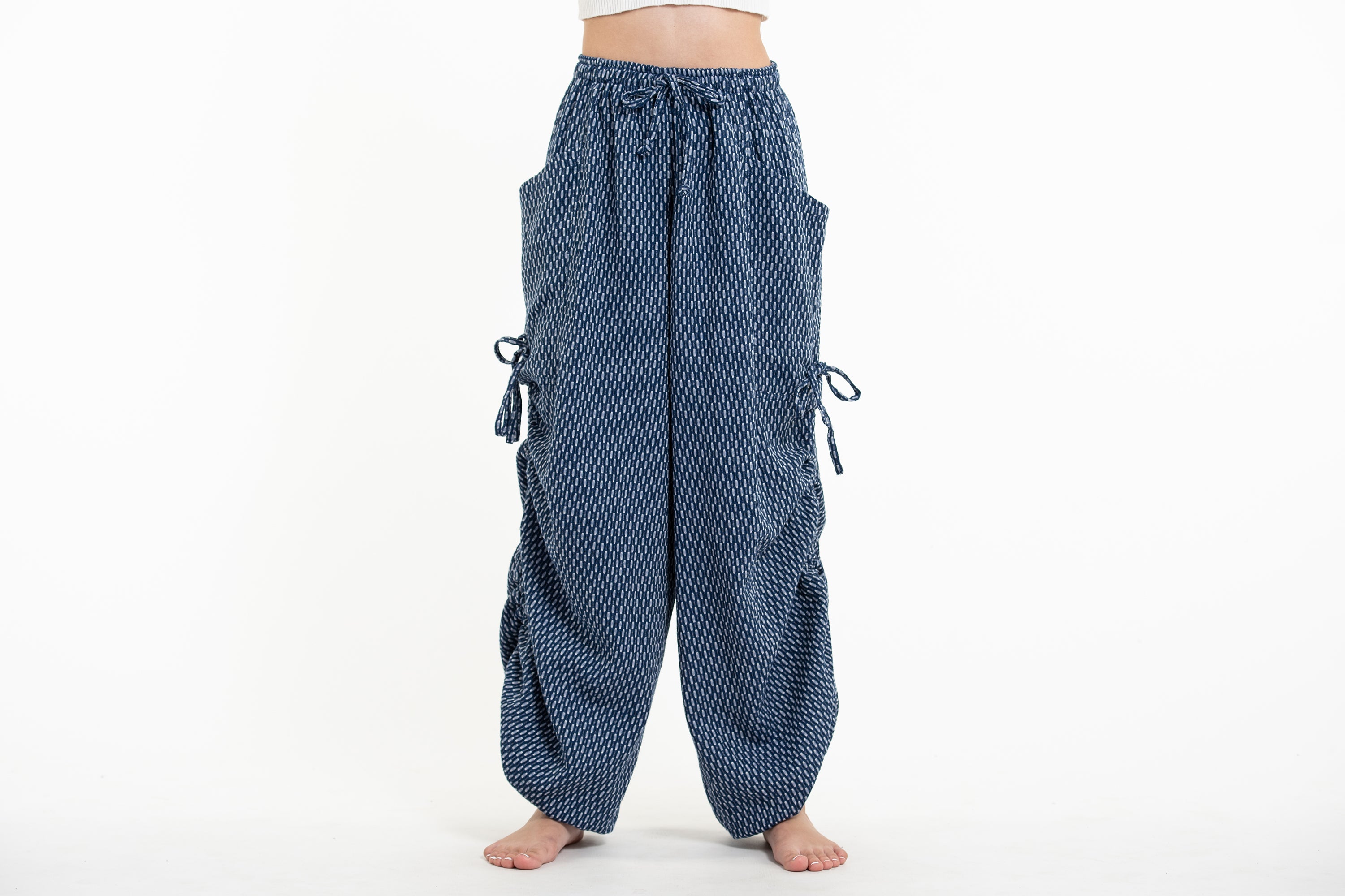 Women's Ribbed Cotton Pants in Navy
