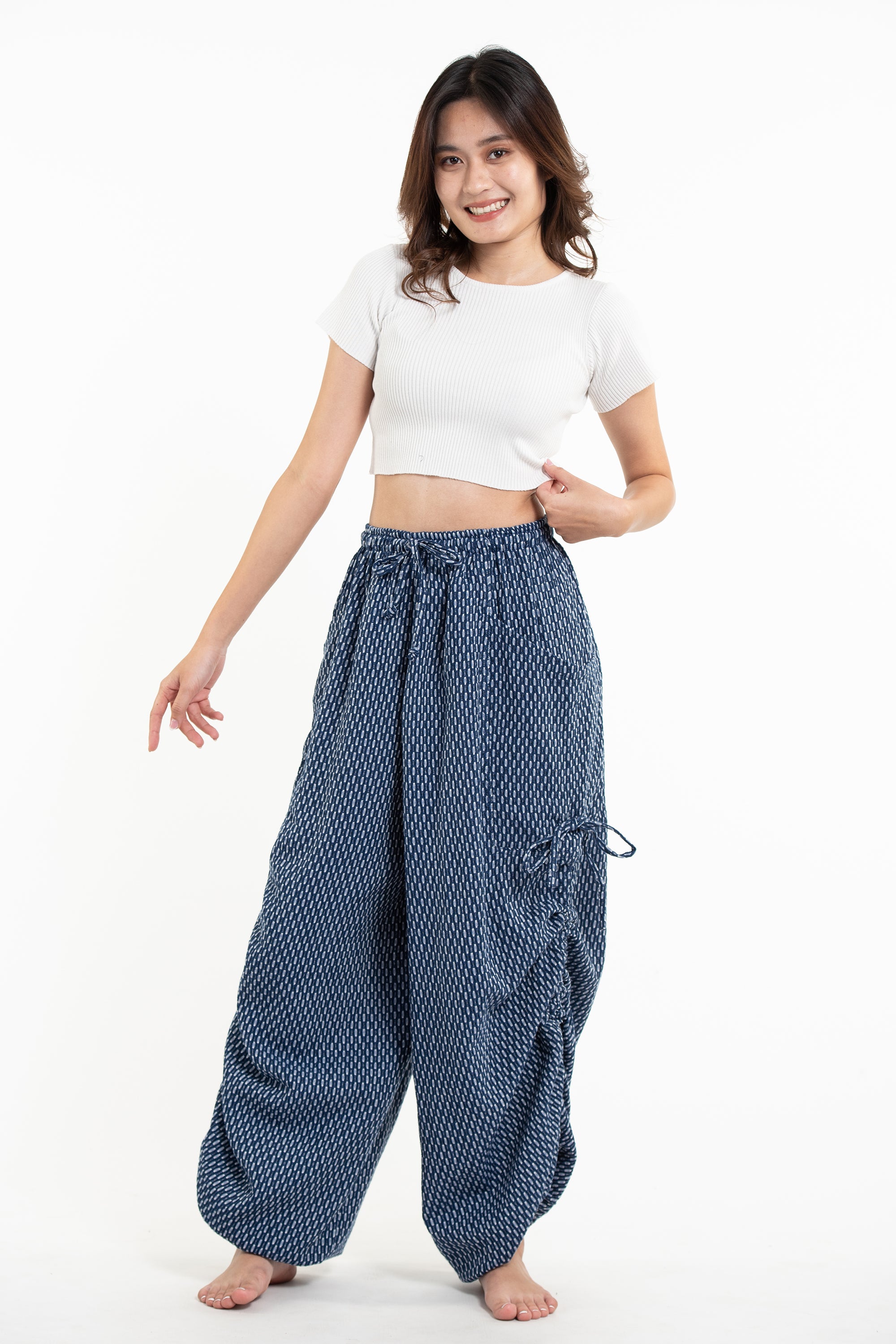 Women's Ribbed Cotton Pants in Navy