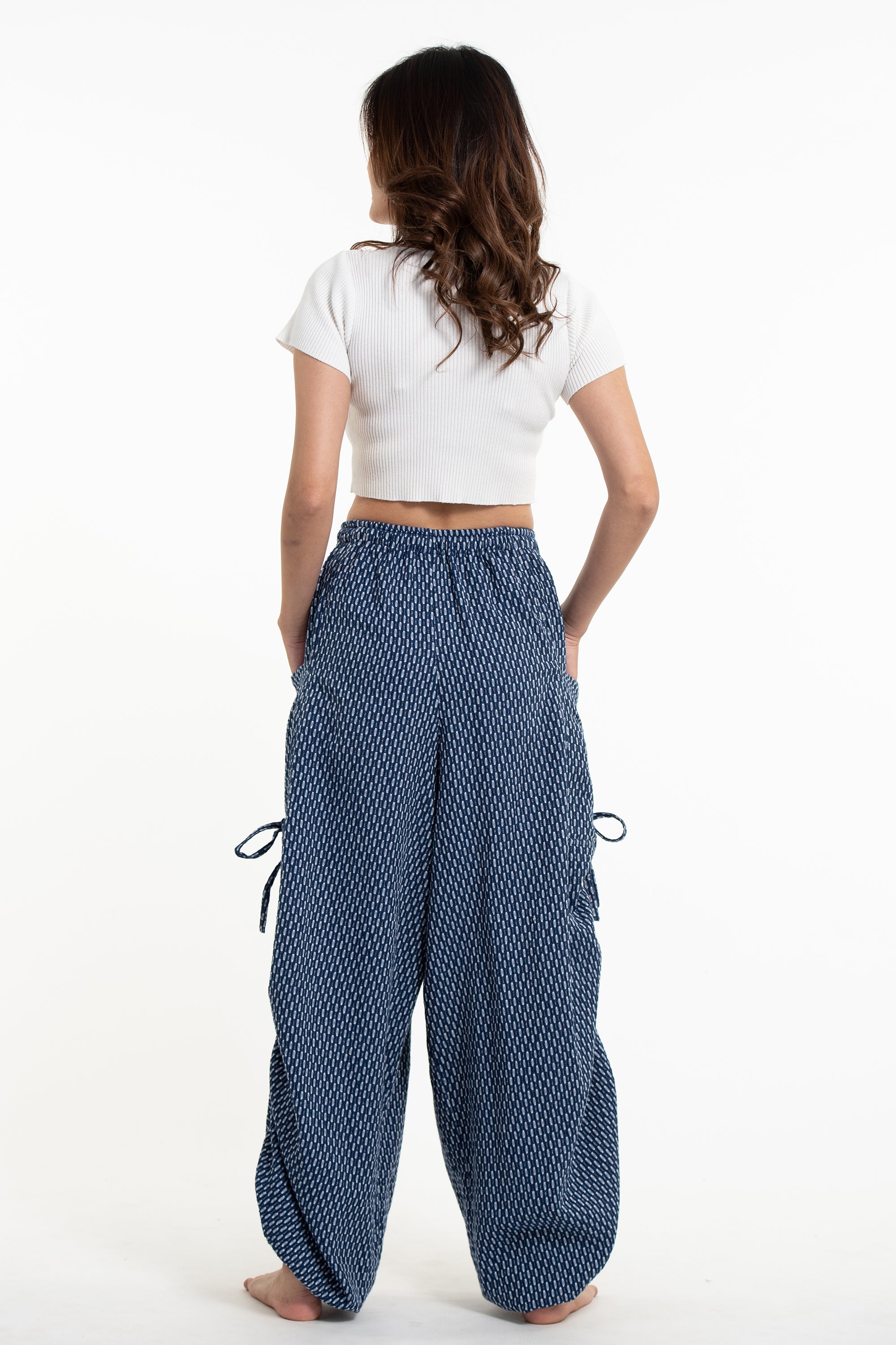 Women's Ribbed Cotton Pants in Navy