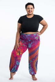 Plus Size Soft Flex Womens Tie Dye Harem Pants in Pink