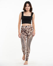Oval Swirls Tie Dye Cotton Leggings in Brown