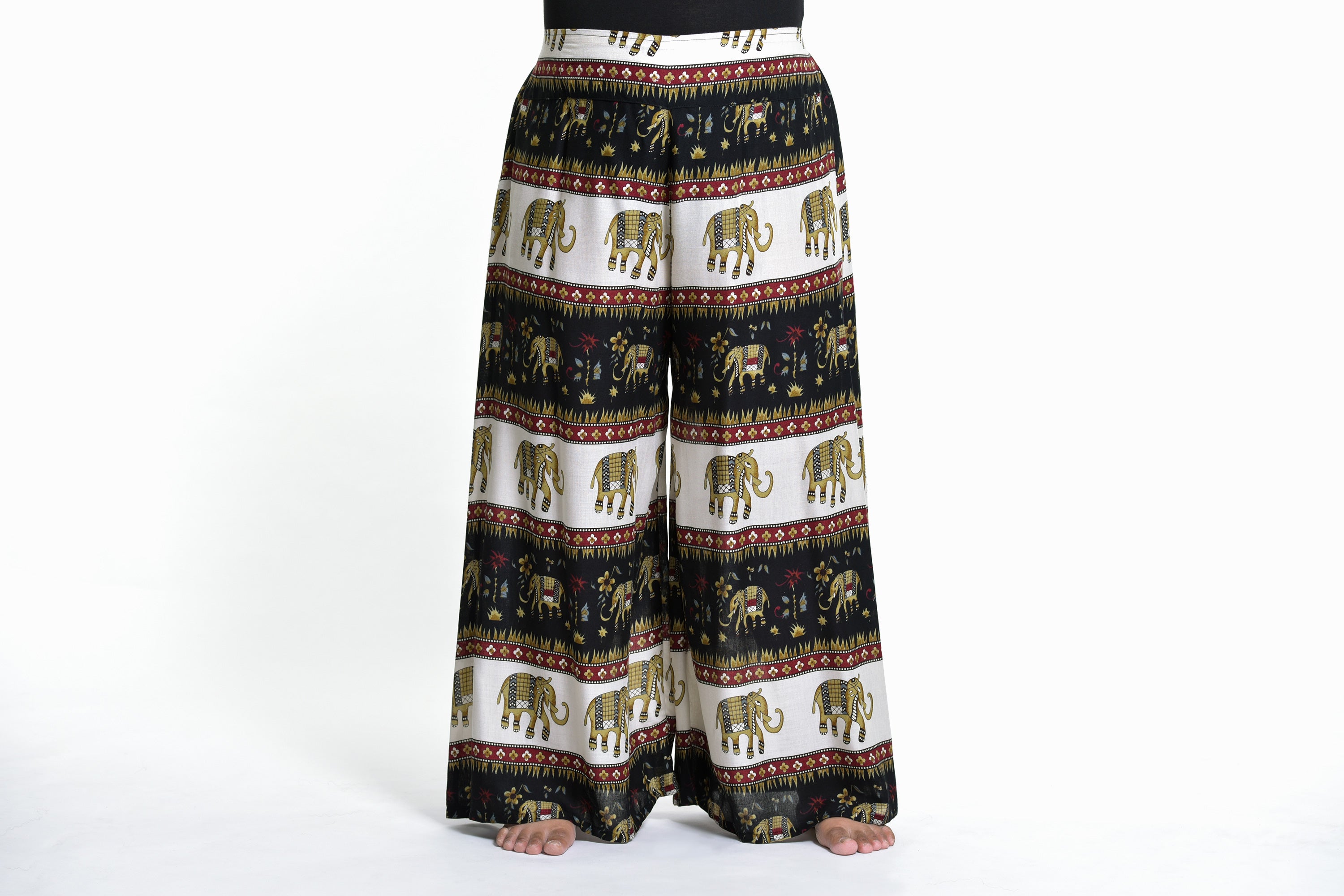 Plus Size Elephant Bliss Palazzo Style Elephant Pants in Black