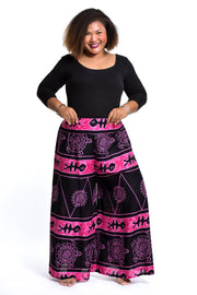 Plus Size Turtle Print Palazzo Style Harem Pants in Pink