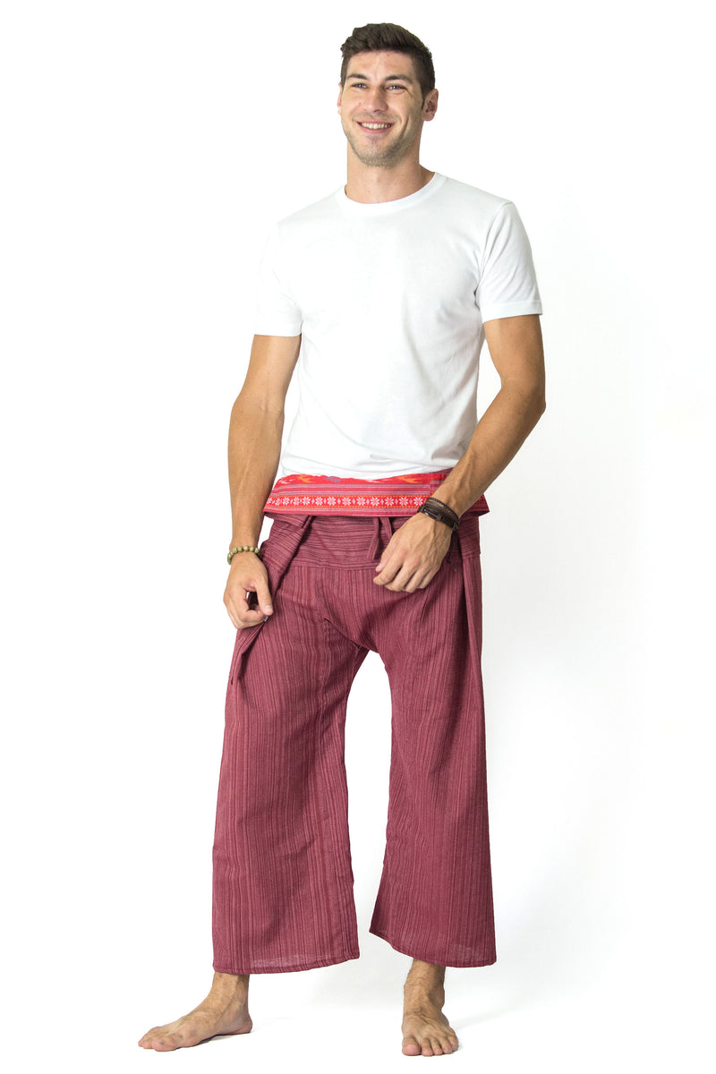 Unisex Thai Fisherman Pants in Rose Red – Harem Pants