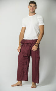 Unisex Thai Fisherman Pants in Maroon