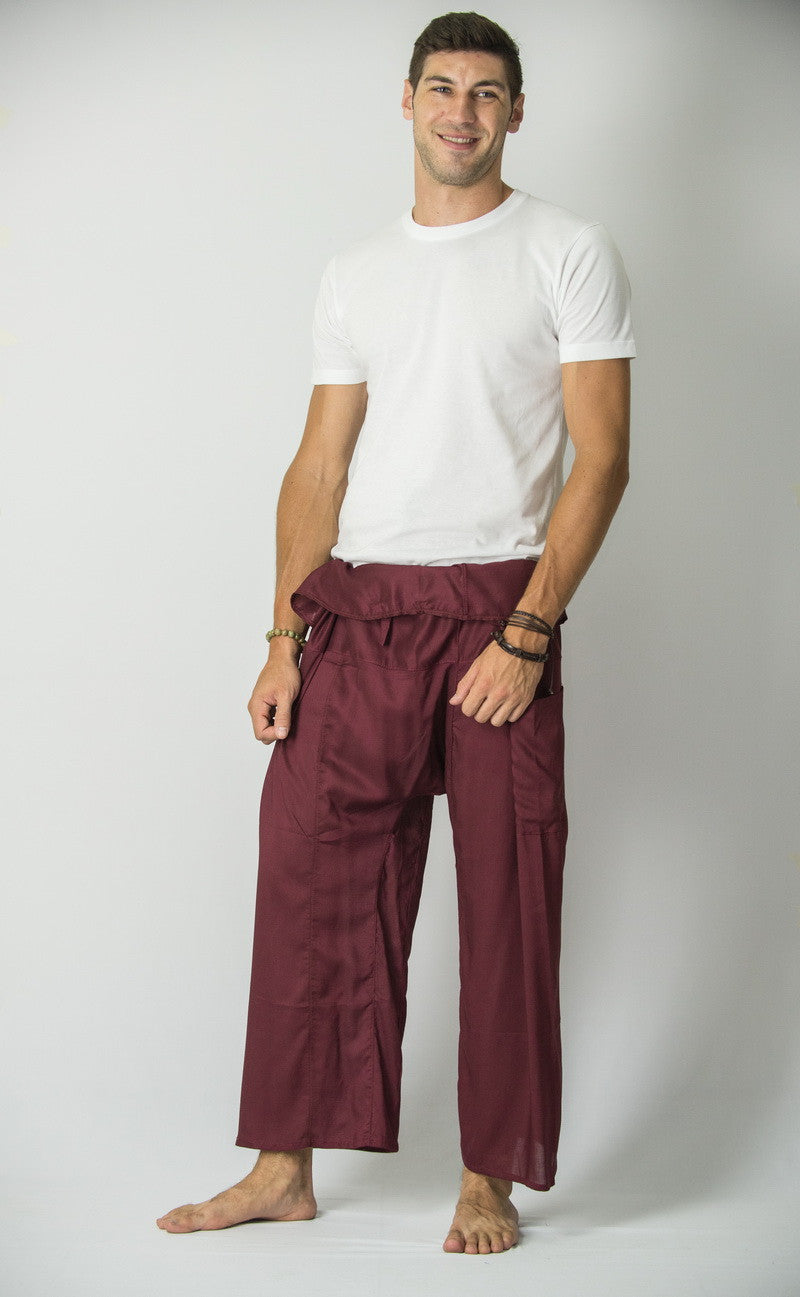 Unisex Thai Fisherman Pants in Maroon