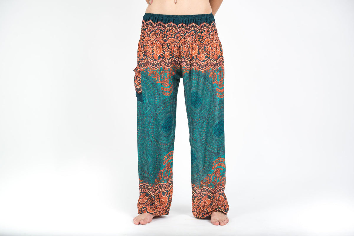 Geometric Mandalas Women's Harem Pants in Turquoise