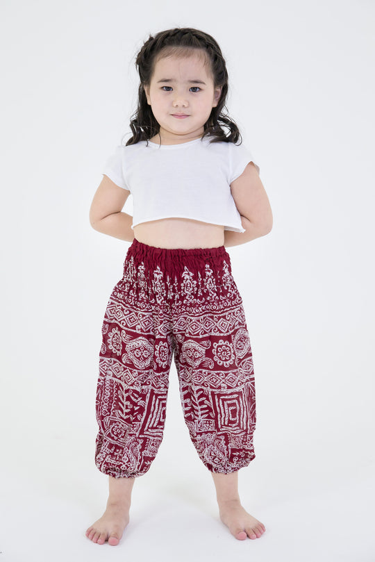 Tribal Prints Kids Harem Pants in Red