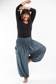 Plus Size Solid Color Women's Harem Pants in Gray