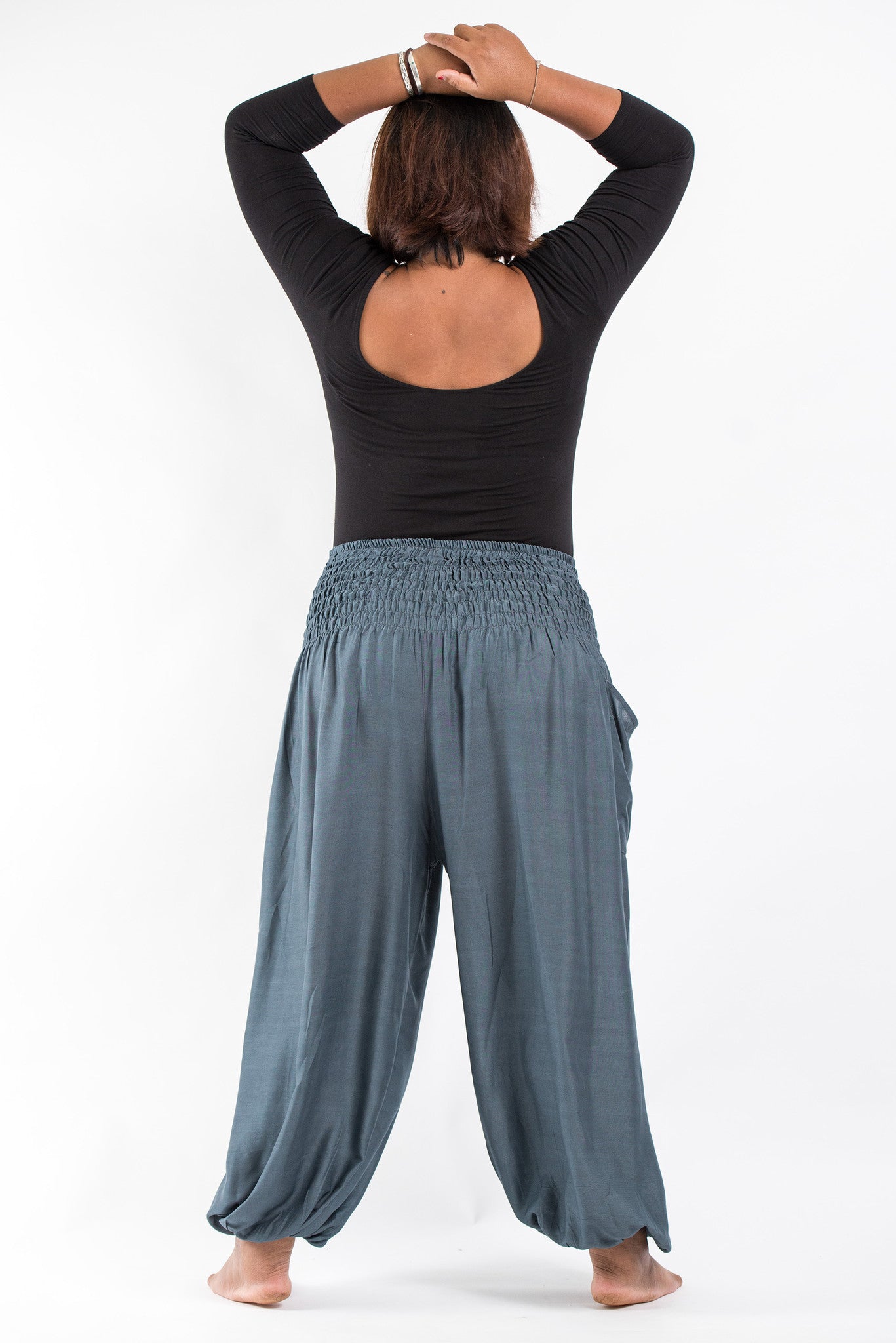 Plus Size Solid Color Women's Harem Pants in Gray