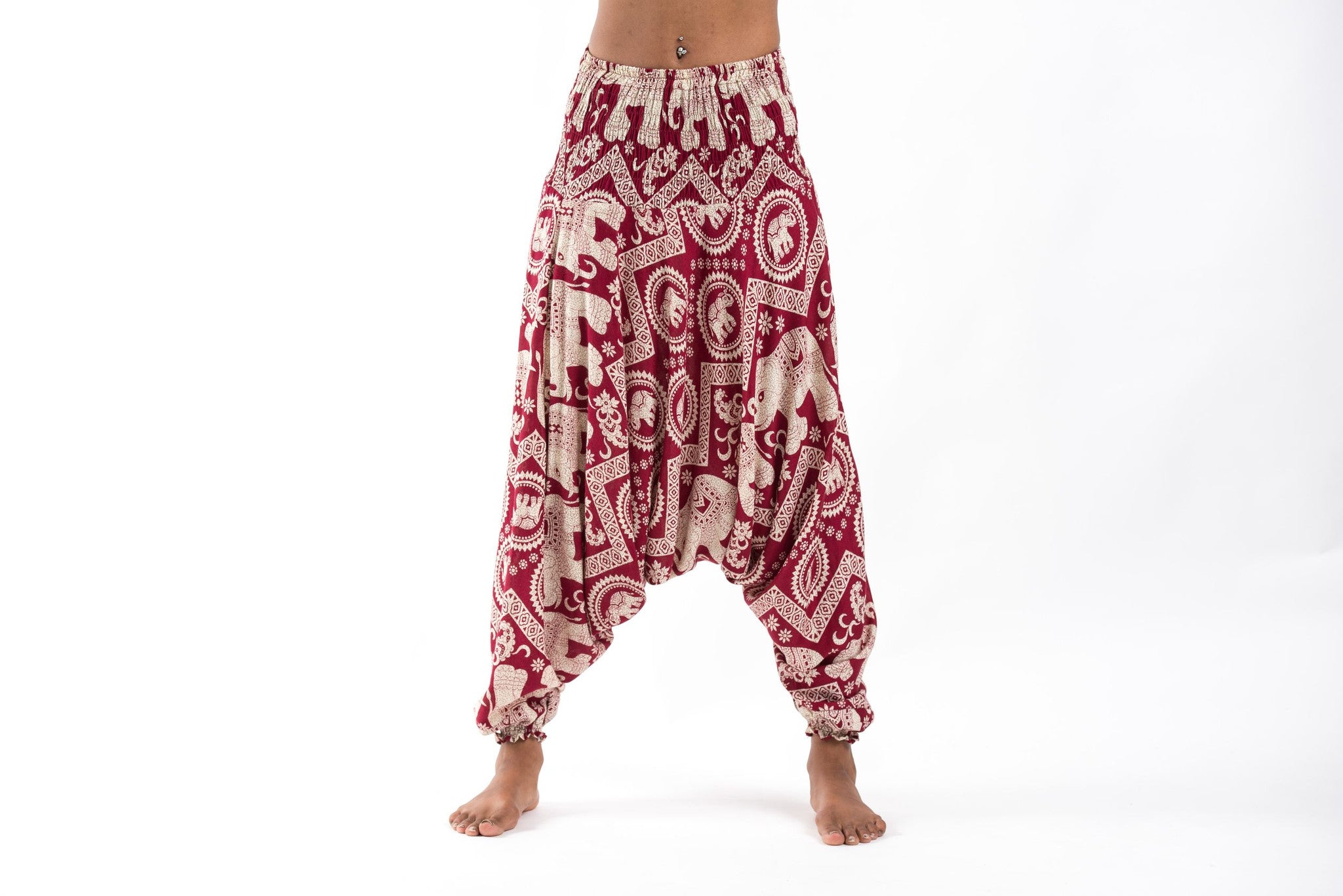 Imperial Elephant 2-in-1 Jumpsuit Elephant Pants in Red