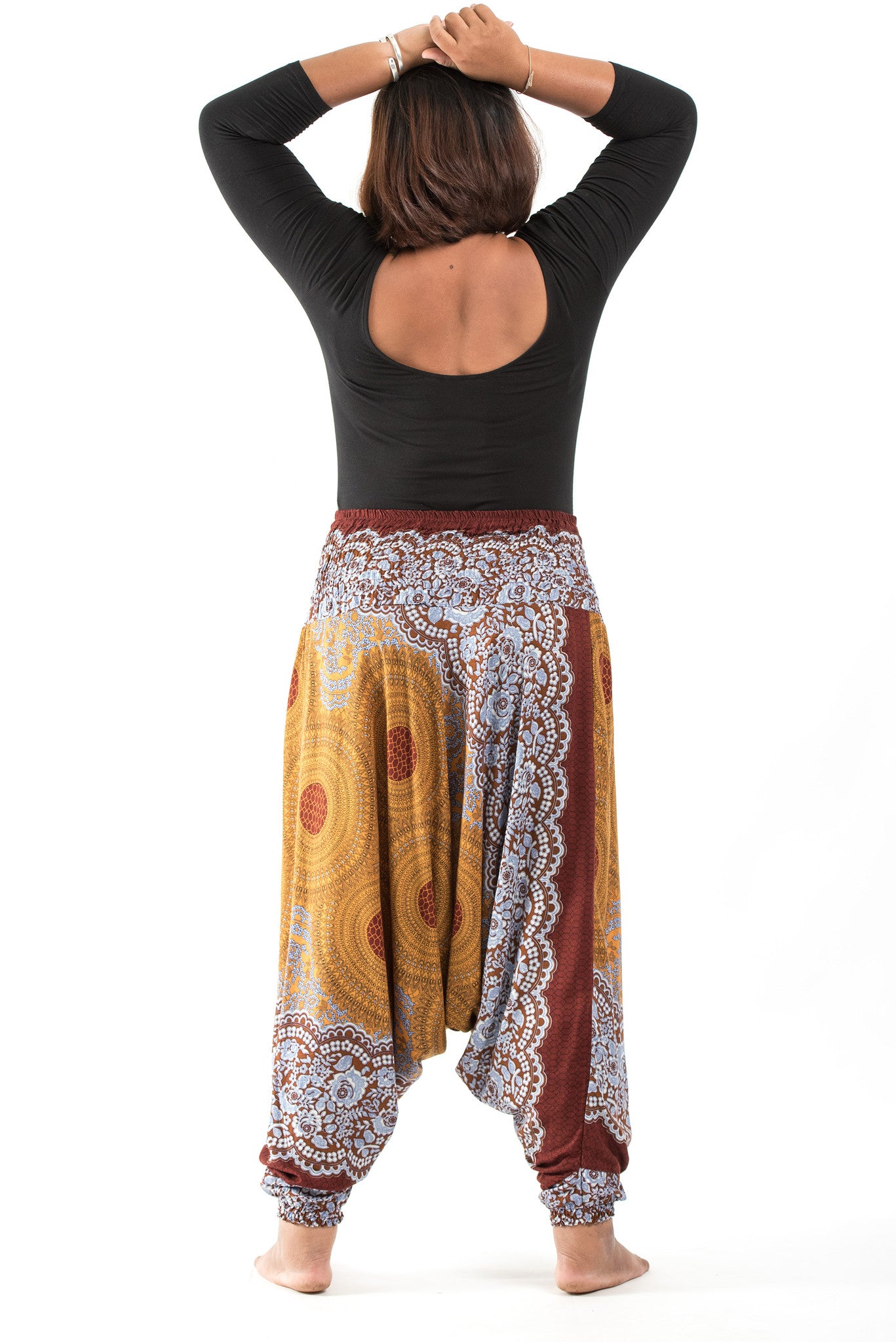 Plus Size Geometric Mandalas 2-in-1 Jumpsuit Harem Pants in Bronze