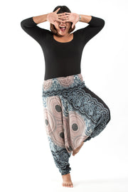 Plus Size Geometric Mandalas 2-in-1 Jumpsuit Harem Pants in Silver Gray