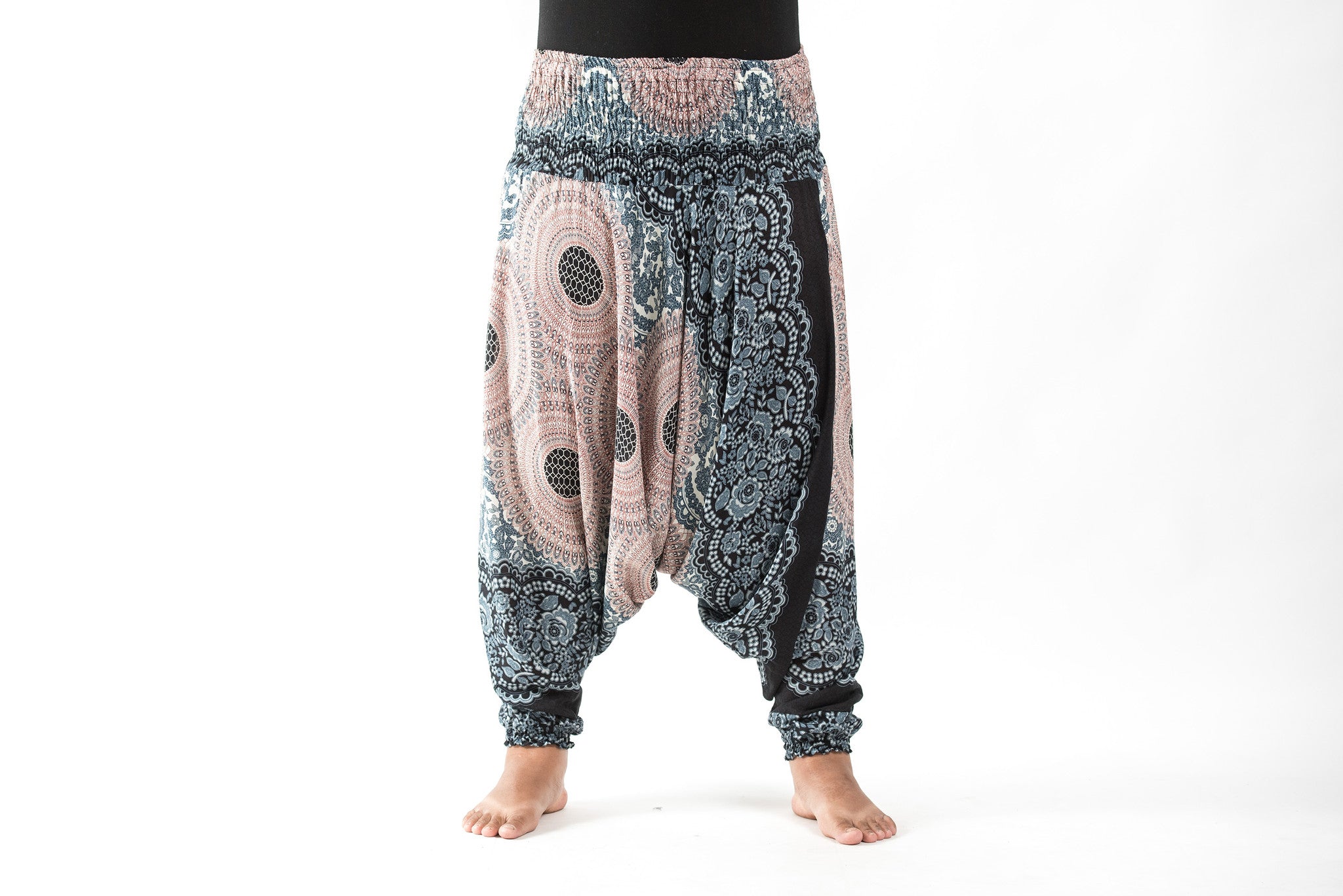 Plus Size Geometric Mandalas 2-in-1 Jumpsuit Harem Pants in Silver Gray