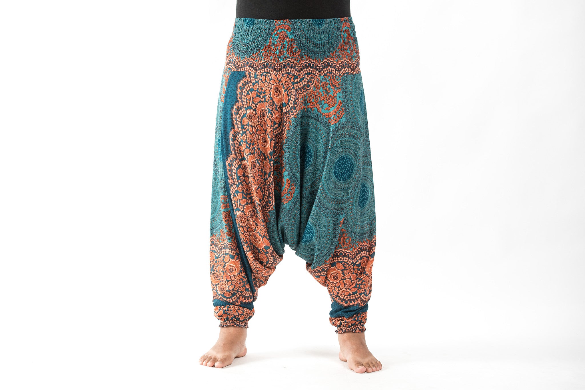 Plus Size Geometric Mandalas 2-in-1 Jumpsuit Harem Pants in Turquoise