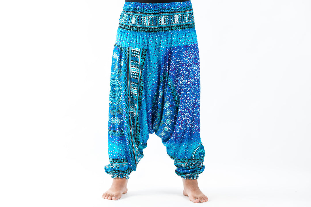 Plus Size Tribal Chakras 2-in-1 Jumpsuit Harem Pants in Blue