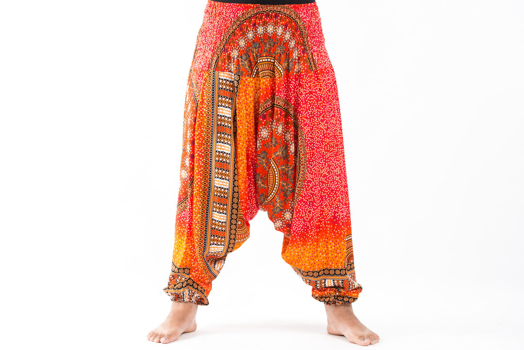 Plus Size Tribal Chakras 2-in-1 Jumpsuit Harem Pants in Orange