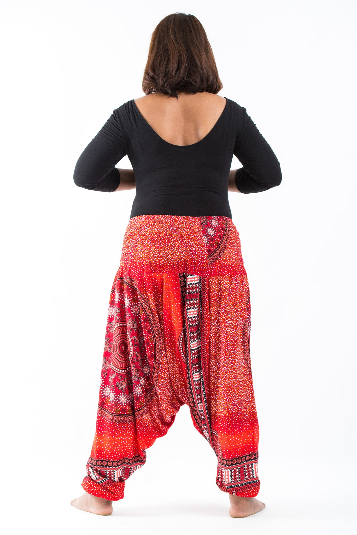 Plus Size Tribal Chakras 2-in-1 Jumpsuit Harem Pants in Red