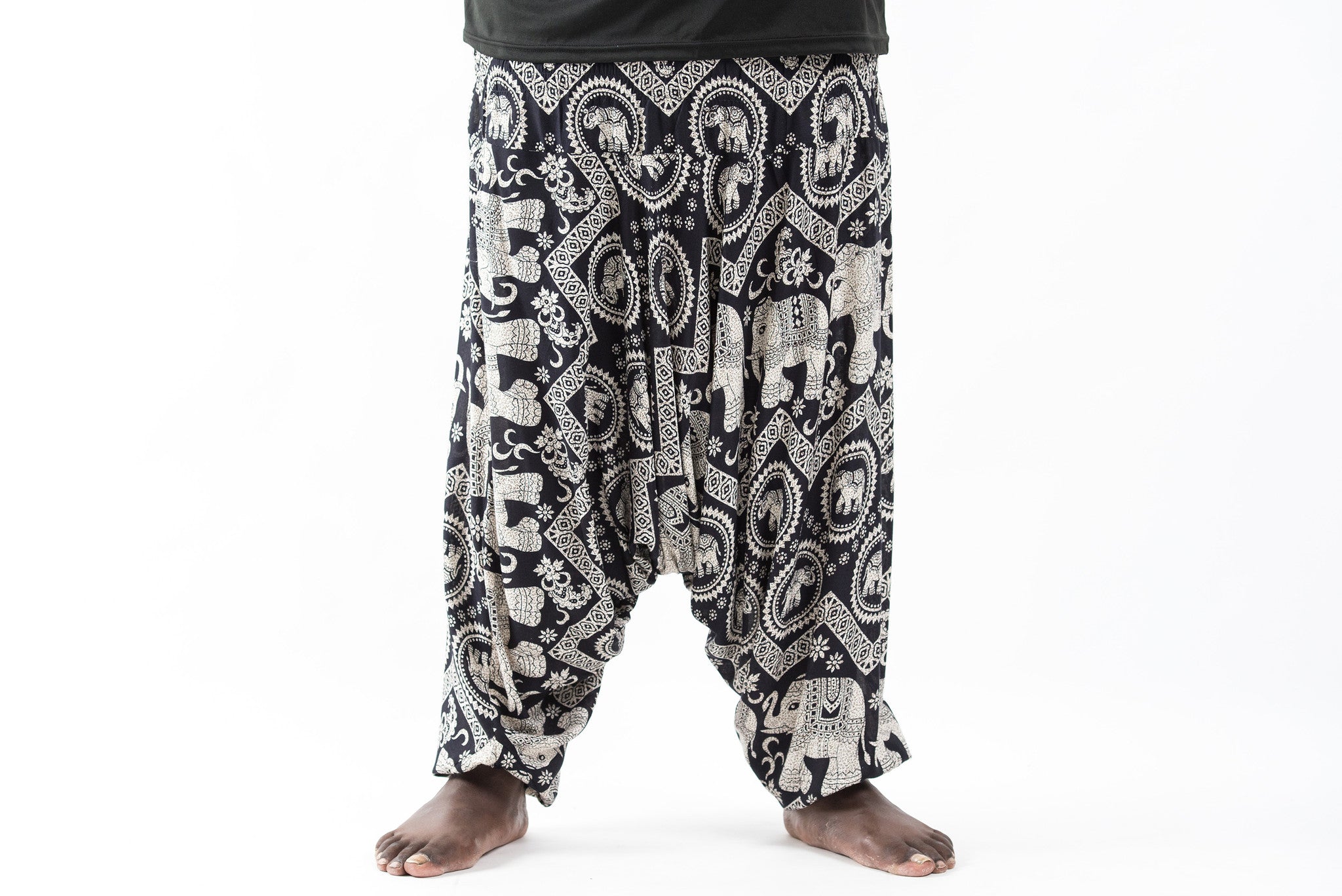 Plus Size Imperial Elephant Drop Crotch Men's Elephant Pants in Black