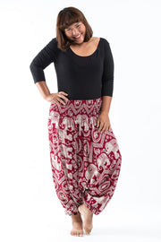 Plus Size Imperial Elephant 2-in-1 Jumpsuit Elephant Pants in Red