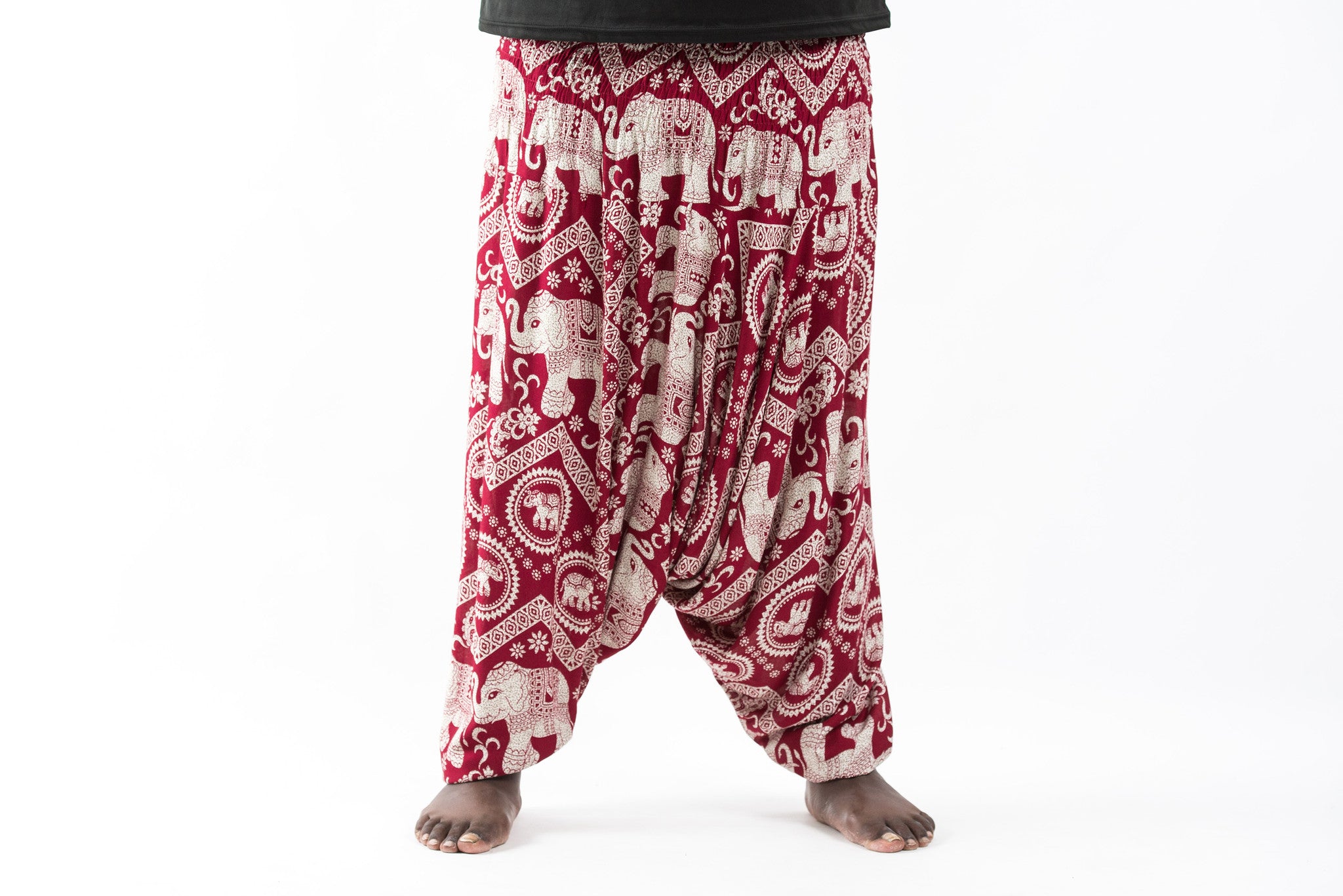 Plus Size Imperial Elephant Drop Crotch Men's Elephant Pants in Red