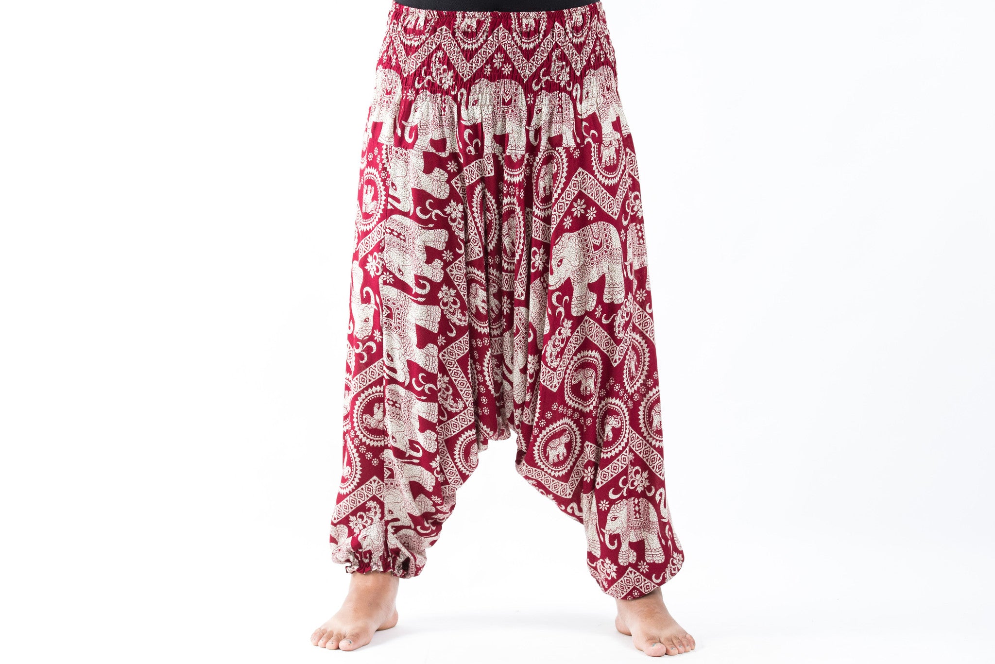 Plus Size Imperial Elephant 2-in-1 Jumpsuit Elephant Pants in Red