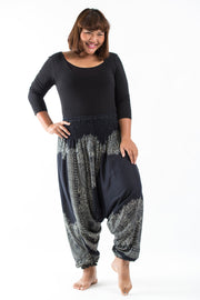 Plus Size Floral Mandalas 2-in-1 Jumpsuit Harem Pants in Black