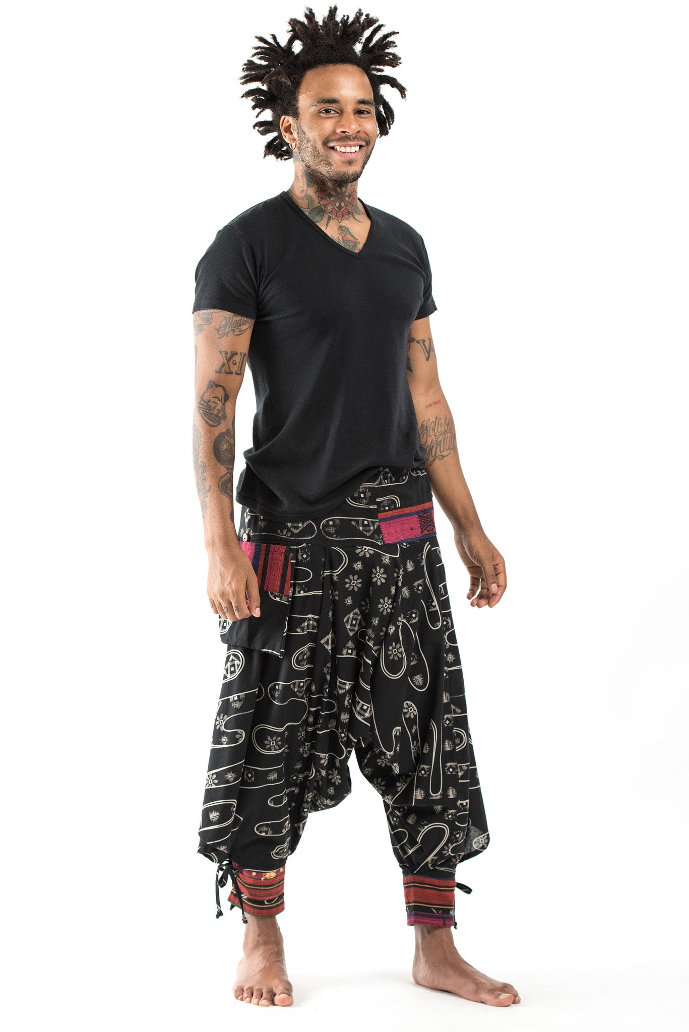 Green Men's Cotton Om Harem Pants | Hippie-Pants.com – Hippie Pants