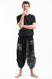 Two Tone Paisley Prints Men's Three Quarter Pants in Black