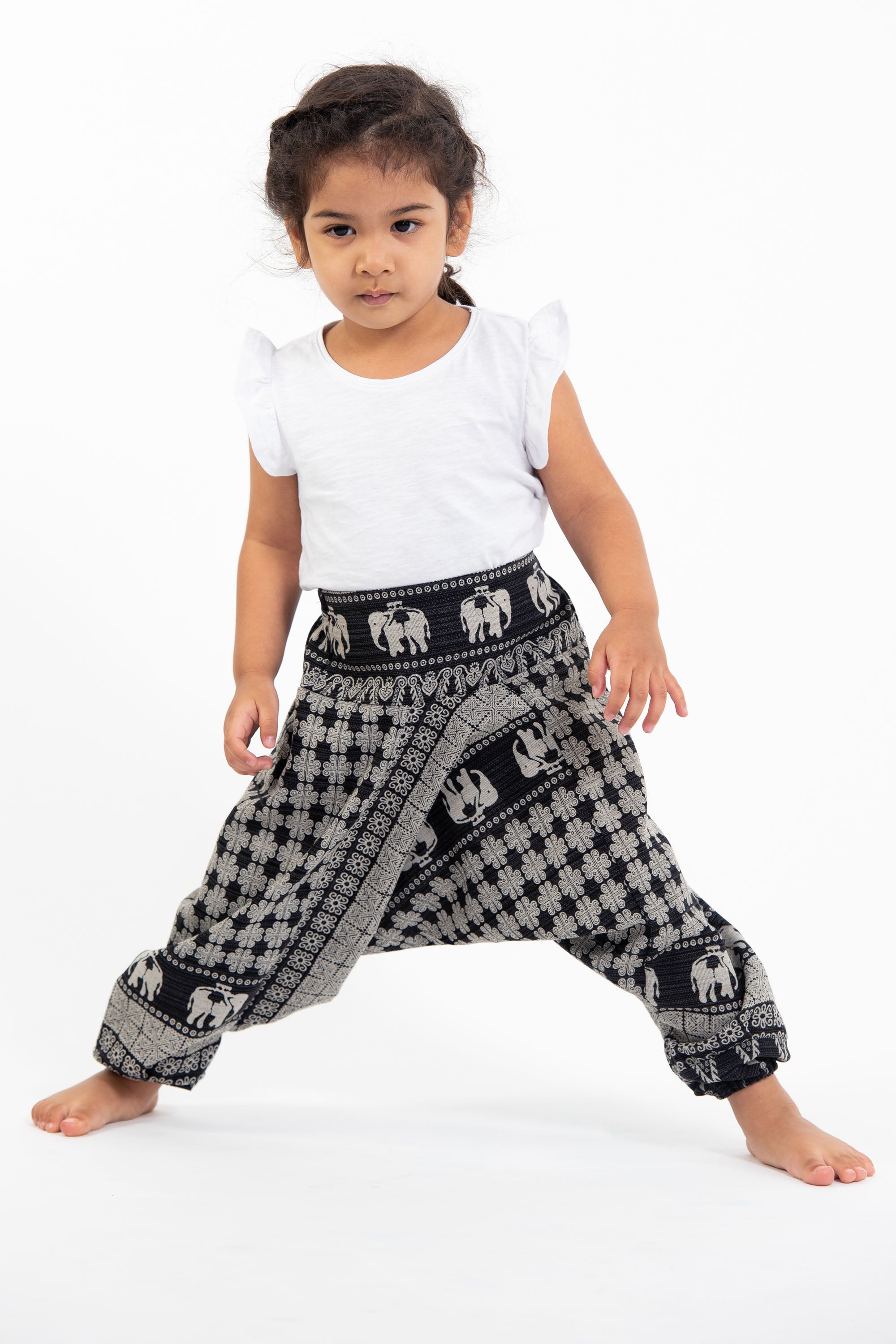 Hill Tribe Elephant Kids Elephant Pants in Black