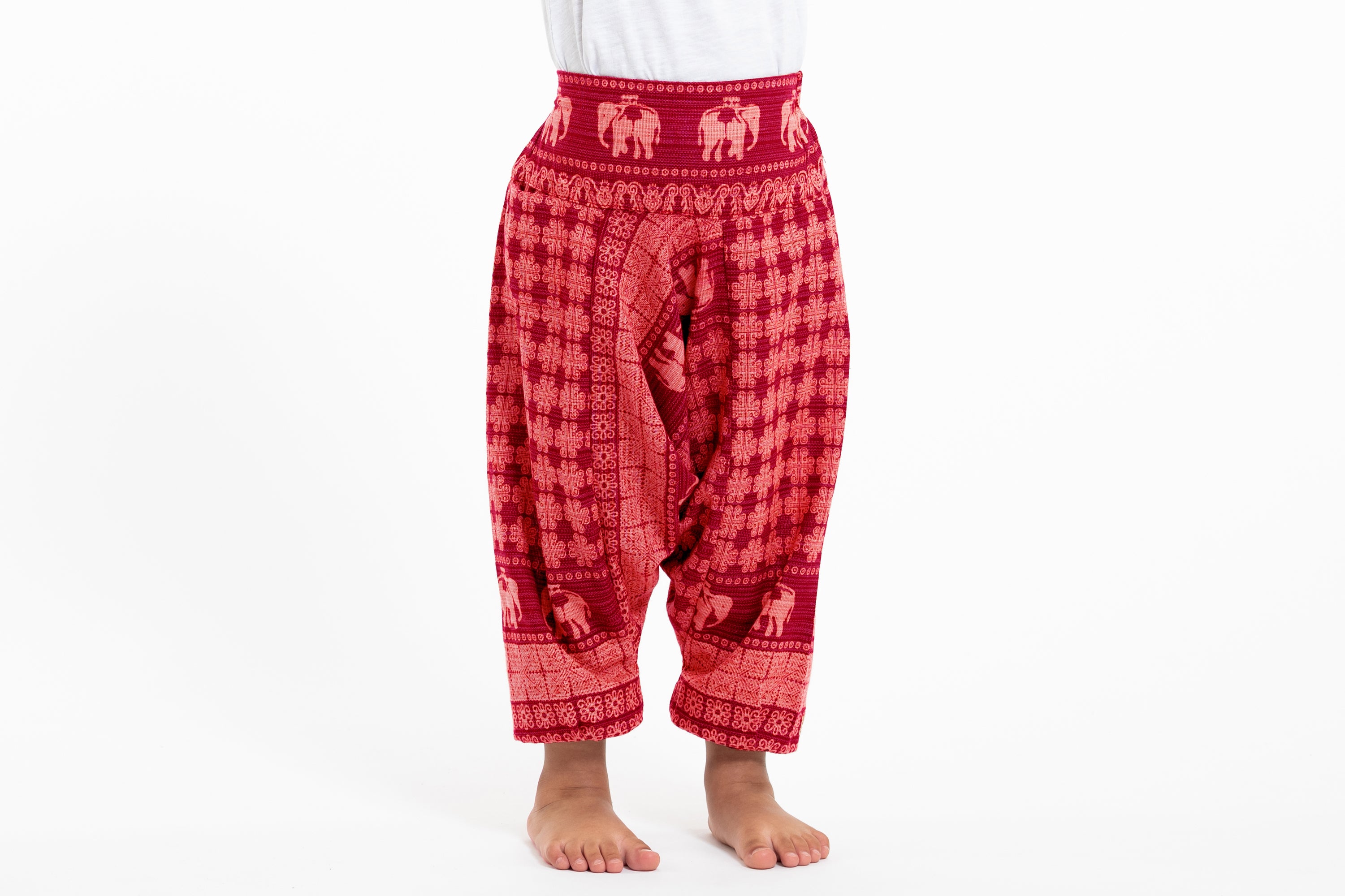 Hill Tribe Elephant Kids Elephant Pants in Red