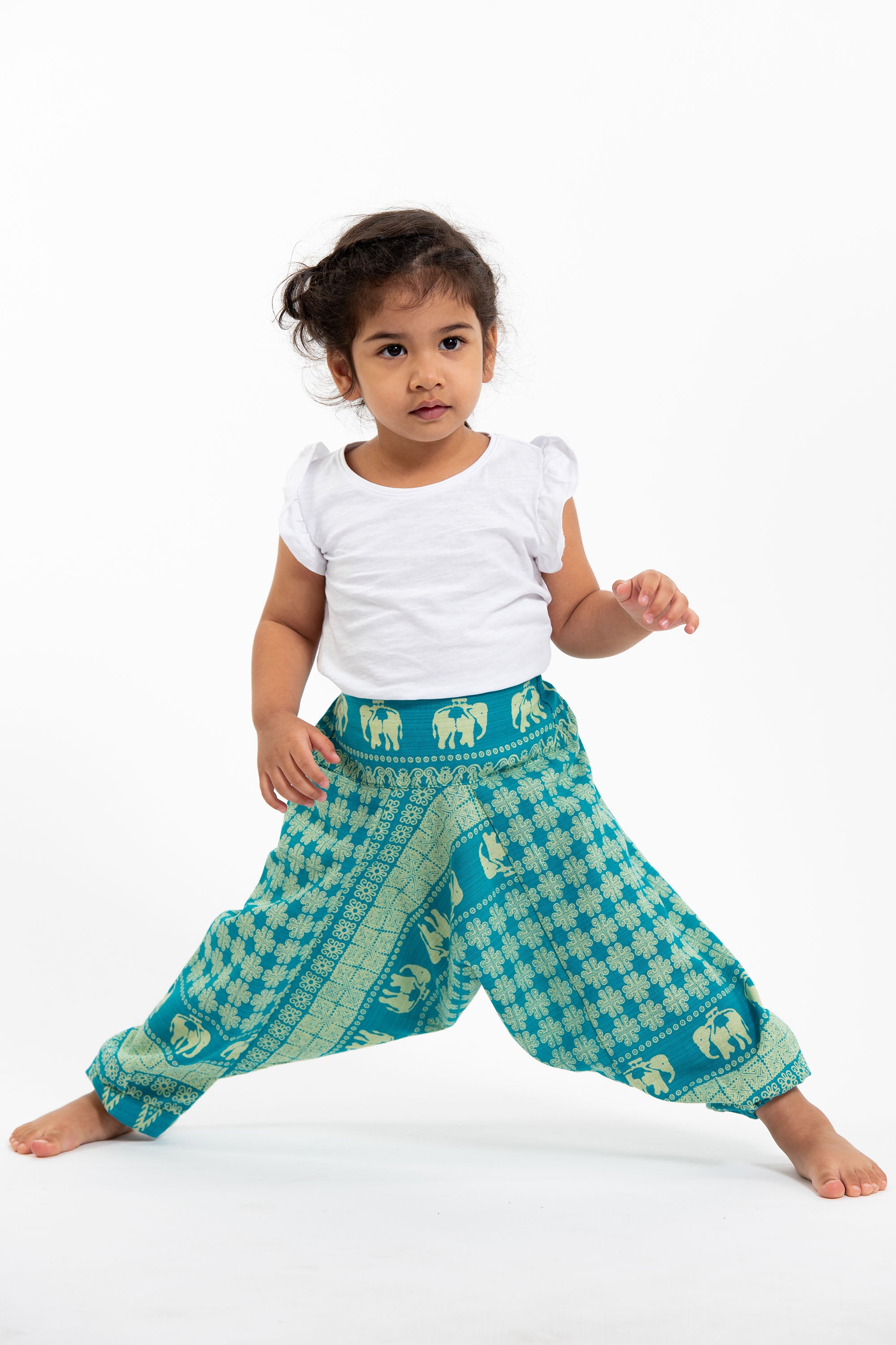 Diamond Peacock Kids Harem Pants in Black